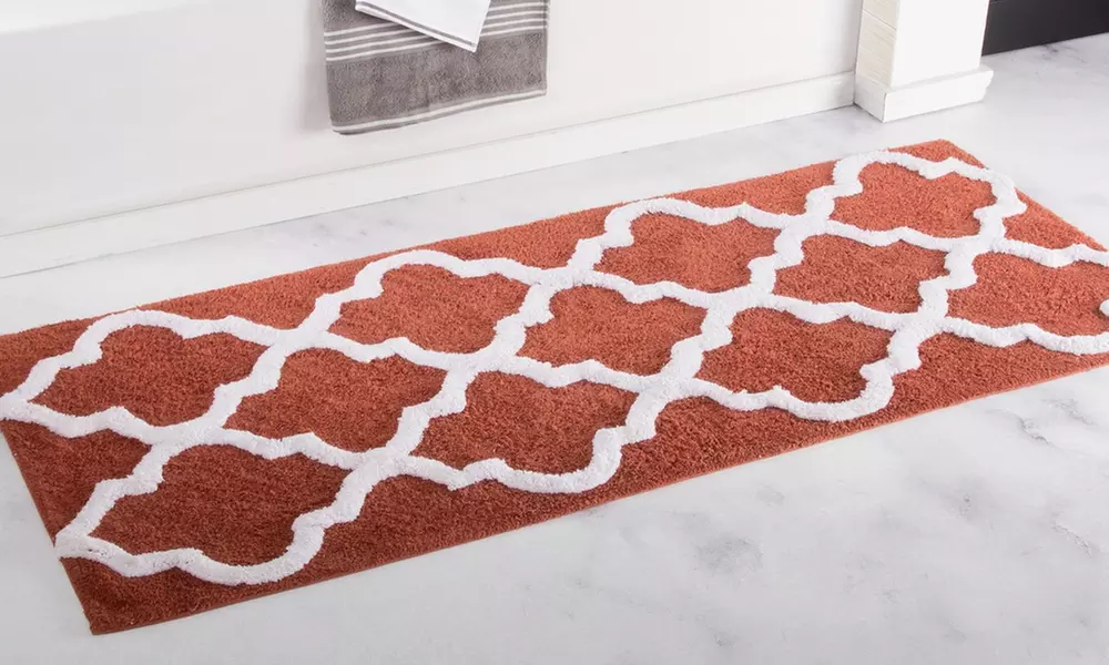 Oversized Lavish Home 100% Cotton Trellis Bathroom Mat (24" by 60")