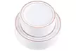 Juvale 50-Pack White Rose Gold Rim Wedding Plastic Plates Dessert Dinner Plates - Second Medium