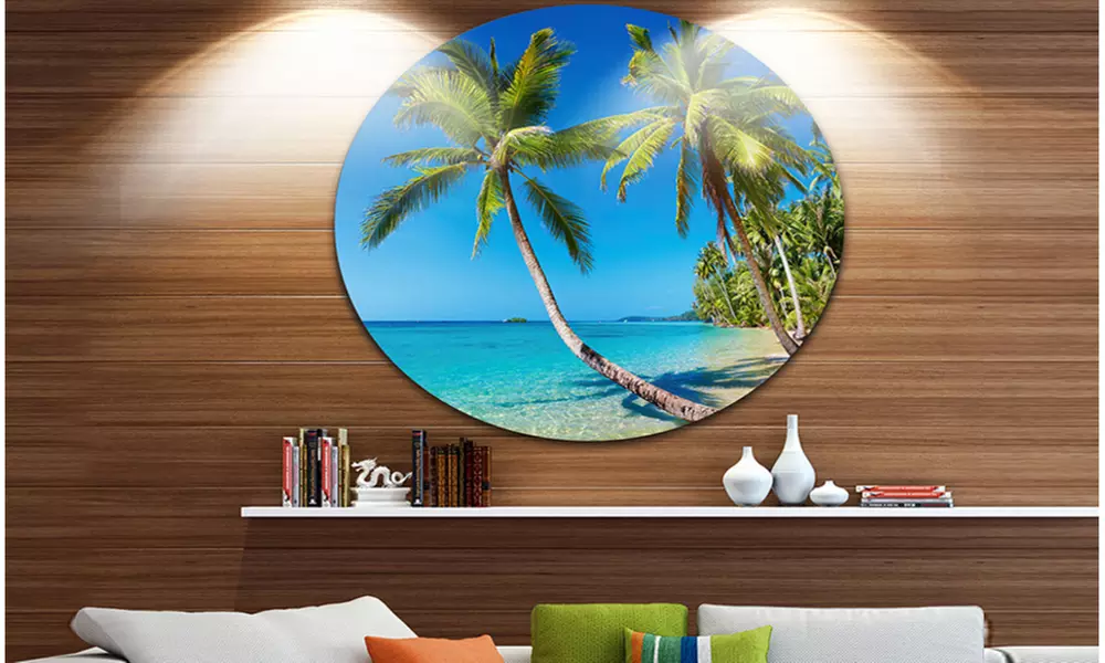 Tropical Beach Thailand' Disc Landscape Photo Circle Metal Wall Art - Primary Image
