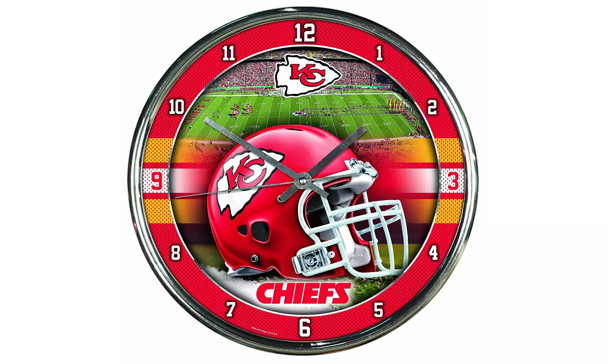 Kansas City Chiefs Round Chrome Wall Clock - Primary Image