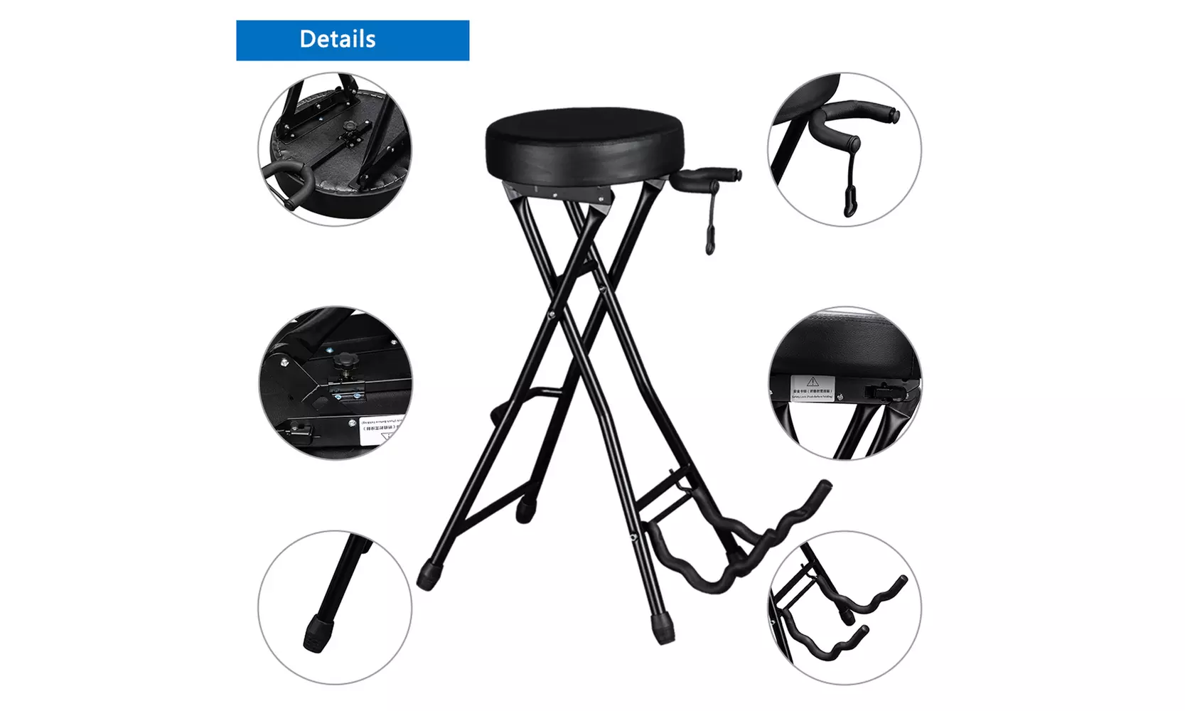 Glarry Foldable Guitar Stand Playing Stool Stand Footstool - Second Medium