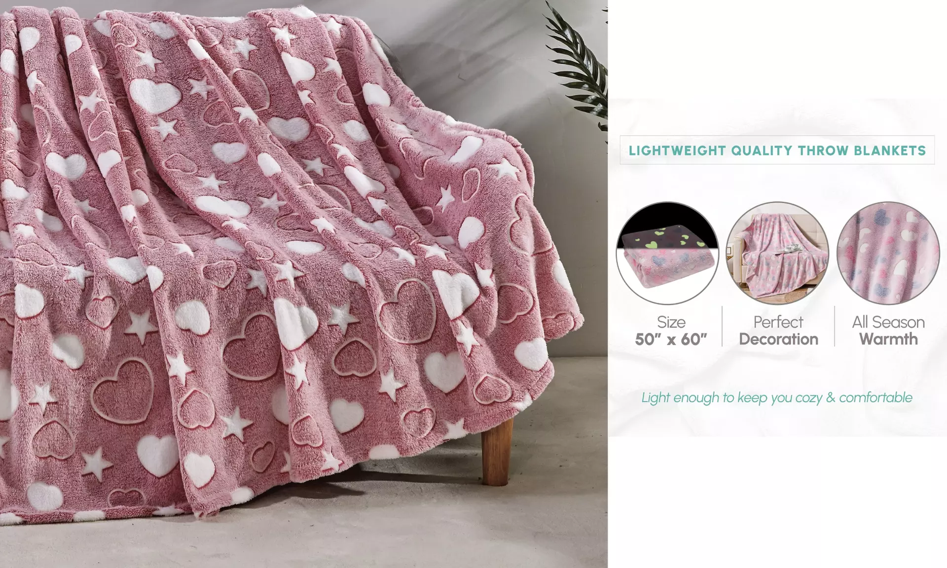 Glow-in-the-Dark 50" x 60" Throw Blankets