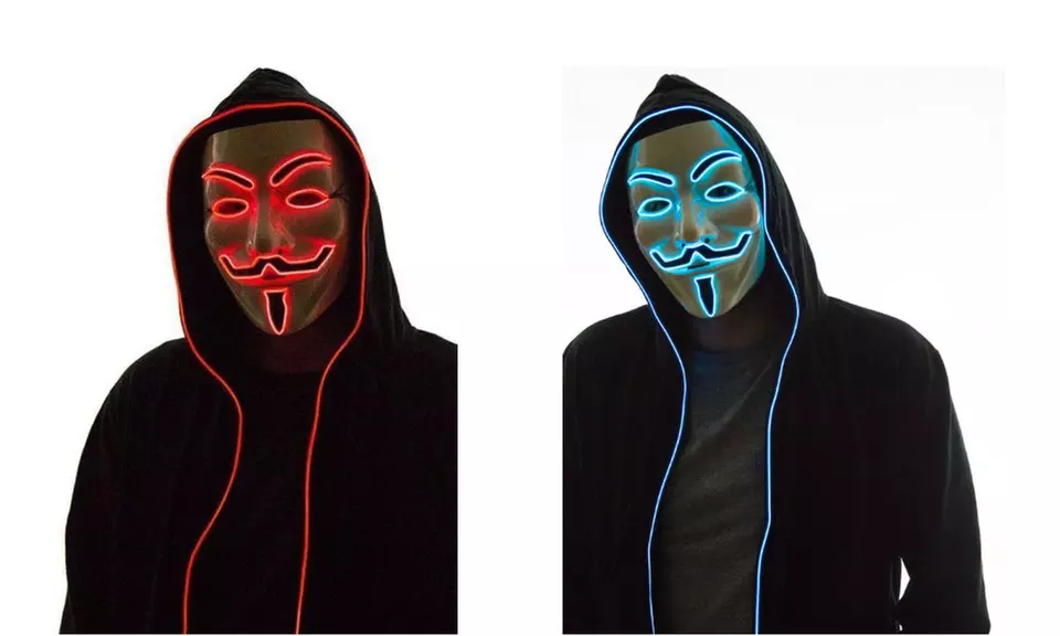 Halloween LED V for Vendetta Cosplay Led Costume Mask - Primary Image