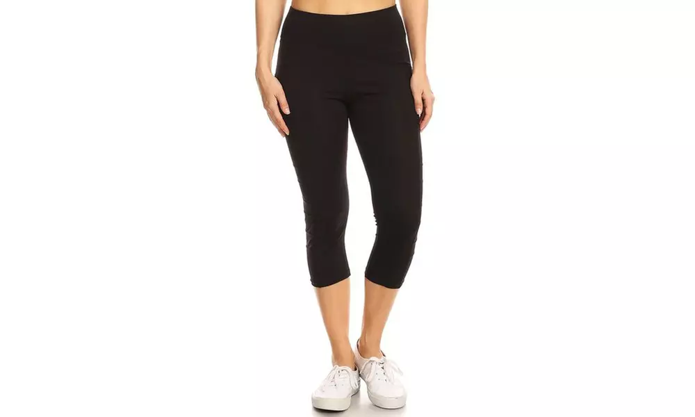 Women's High Waist Mesh Panel Capri Leggings - Primary Image