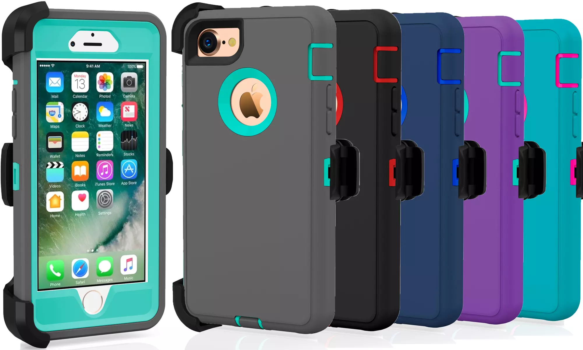 Apple iPhone 7 / 8 / Plus Protective Shockproof Hybrid Defender Case With Clip - Primary Image