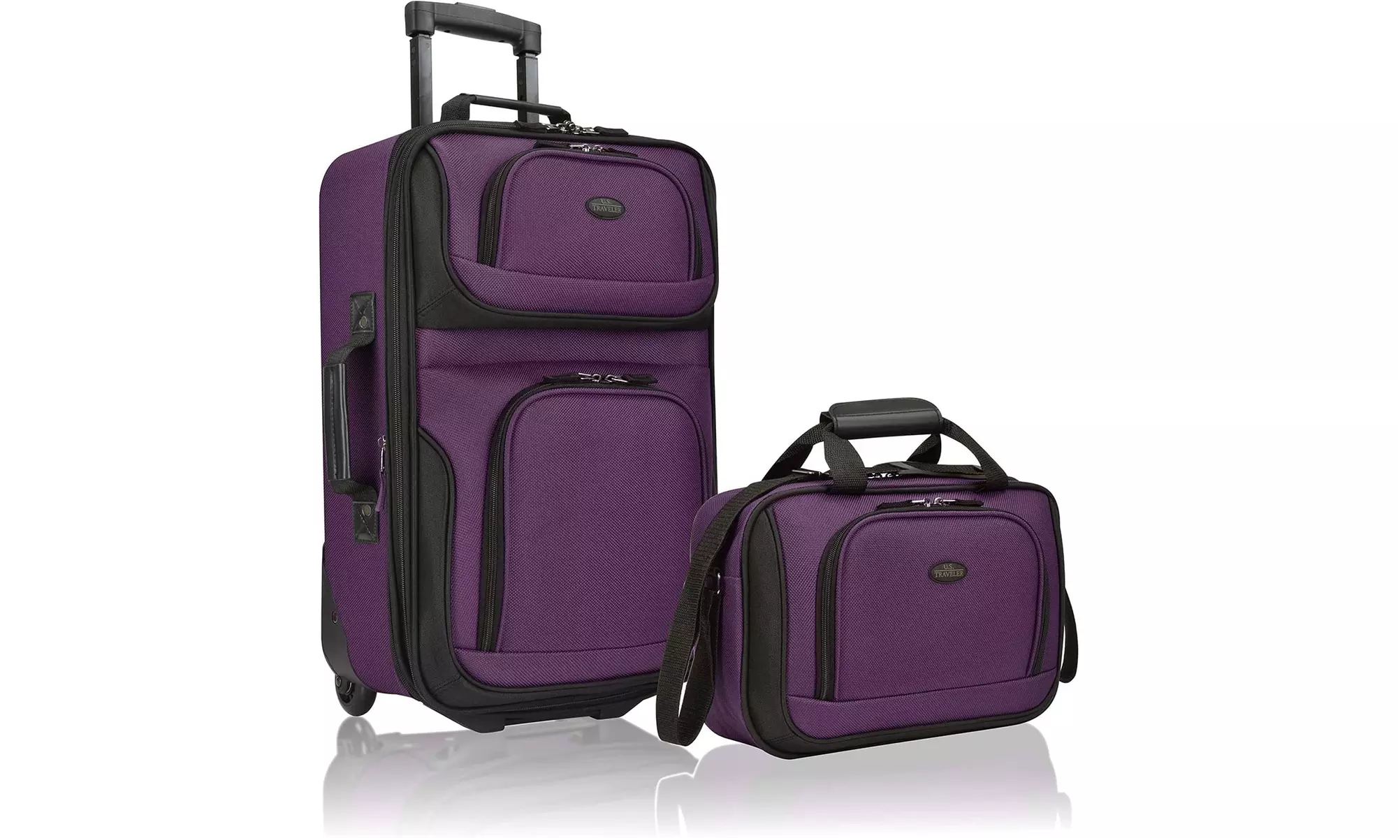 U.S. Traveler Rio Rugged Fabric Expandable Carry-on Luggage Set, Purple - Second Medium