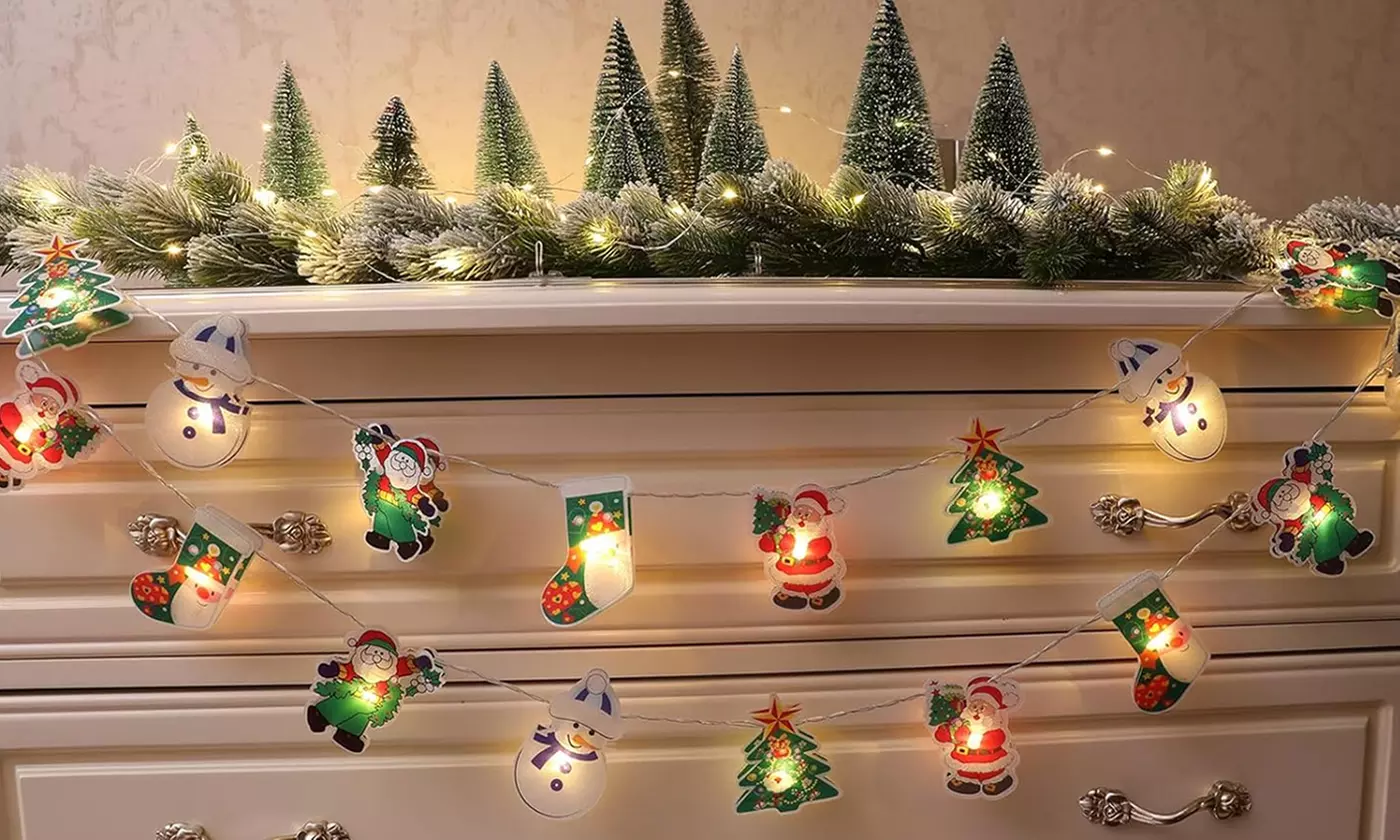 8.2ft Christmas 20 LED String Light Santa Snowman Tree Lights Fairy Decorative