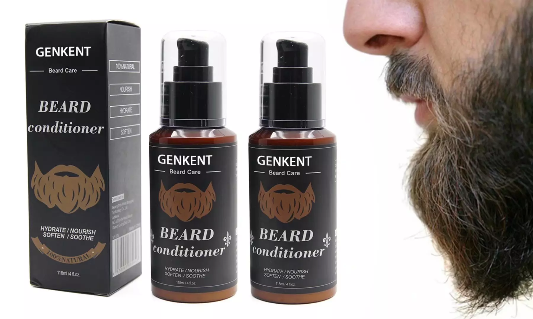 2 Pack Beard Conditioner Sandalwood Scent Beard Wash & Beard Conditioner Set - Primary Image