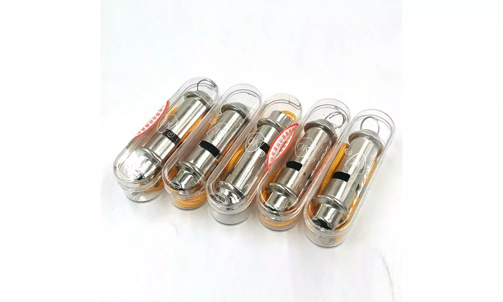 US 10 Pack Metal Silver Team Sports Training Emergency Loud Whistle with Lanyard - Second Medium