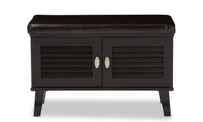 Sheffield 2-Door Shoe-Storage Cushioned Bench