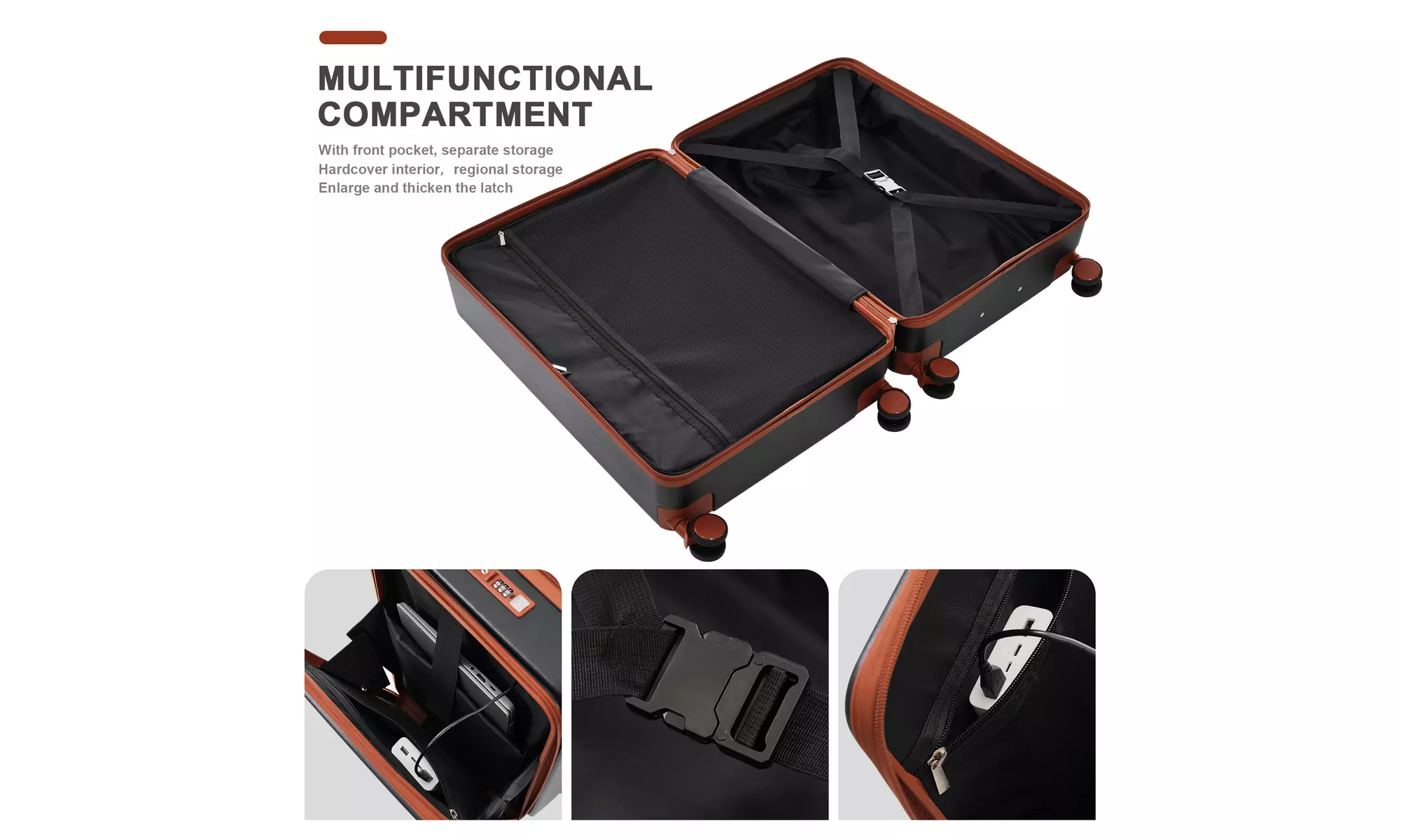 3 Piece Sets,20/24/28", 20 "24" with front pocket,Hard Shell Luggage