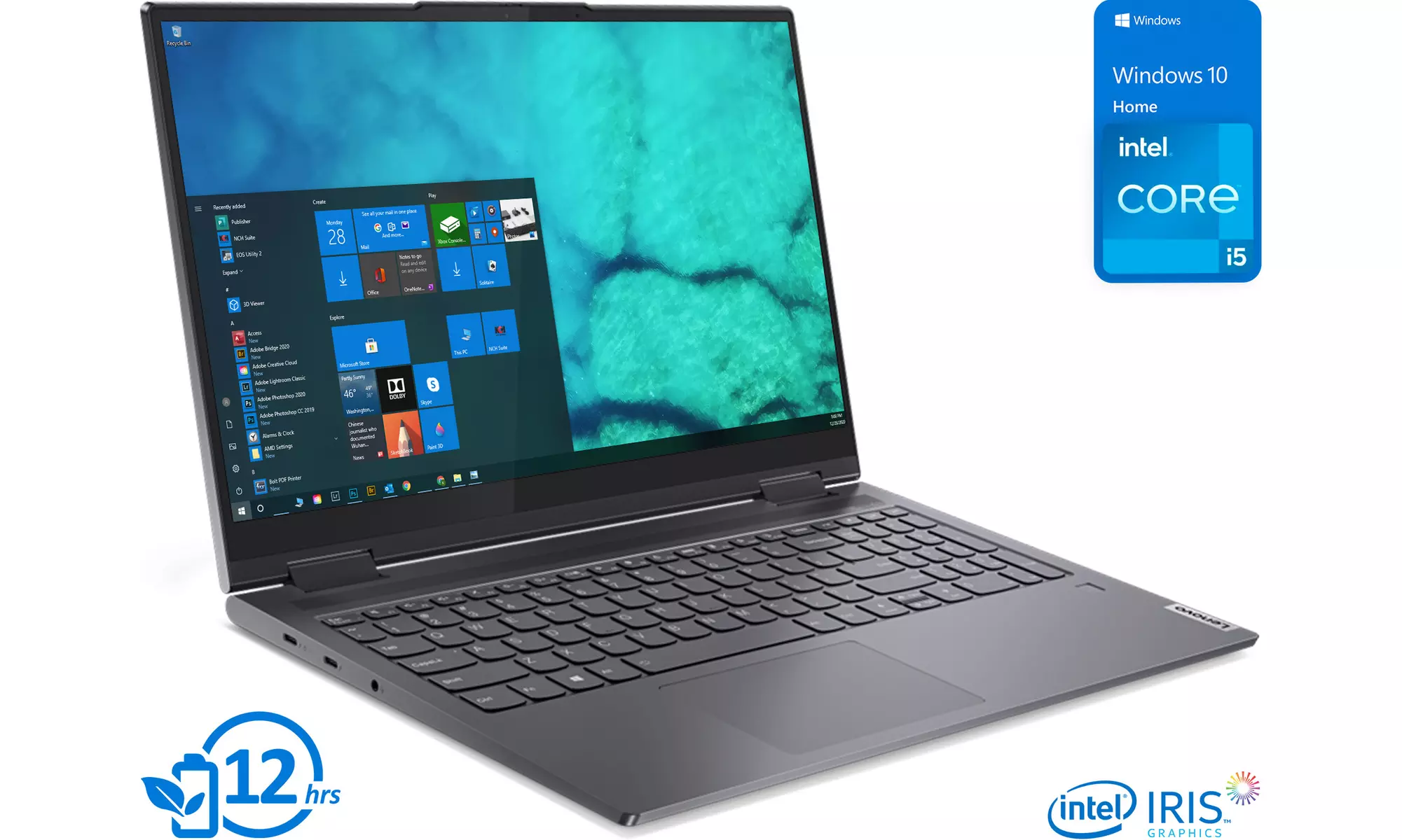 Lenovo Yoga 7i, 15" FHD Touch, i5-1135G7, 8GB RAM, 256GB SSD, Windows 10 Home - Primary Image