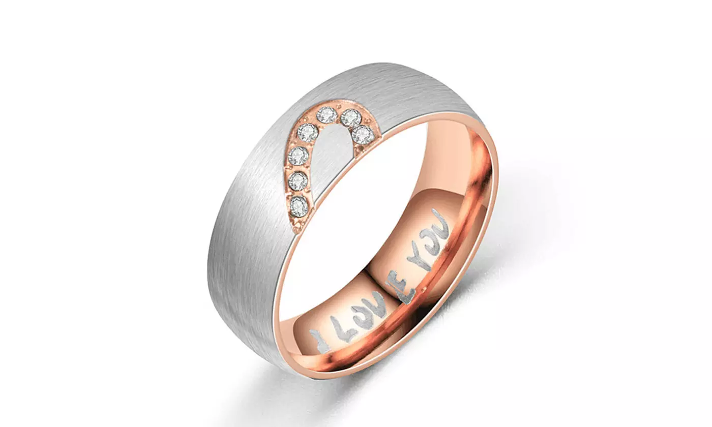 Couples Rings Set for Him and Her Half Heart Rings Stainless Steel 6mm A Pair