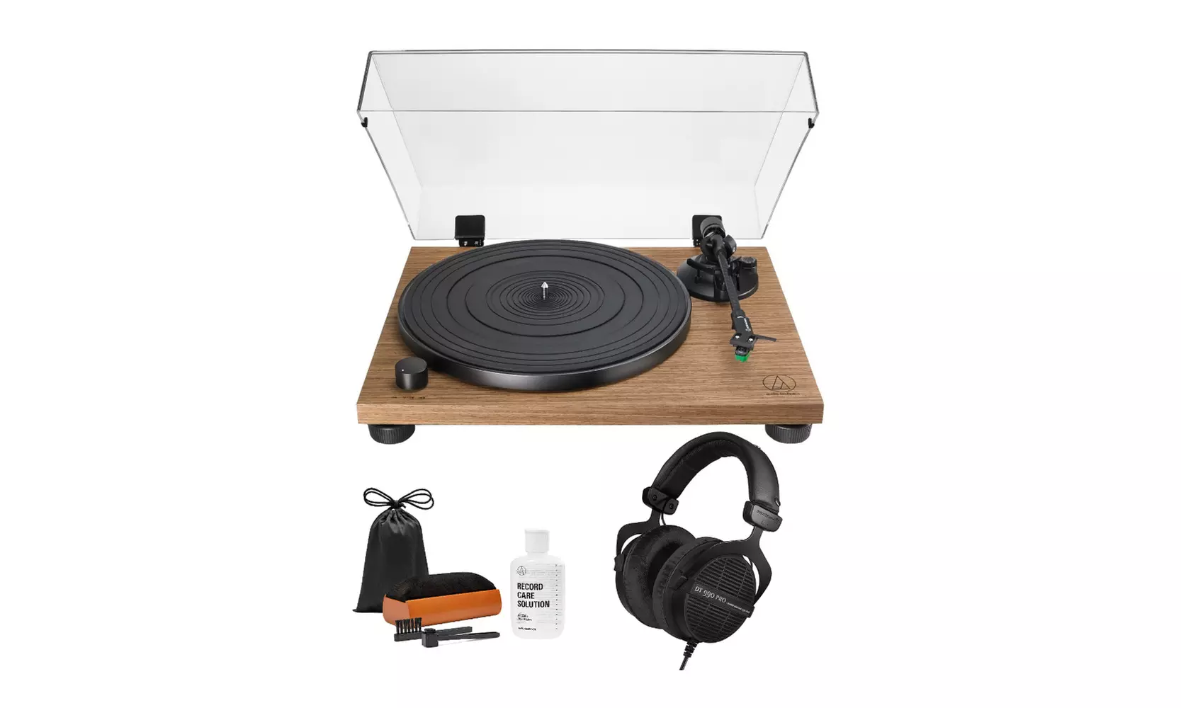 Audio-Technica AT-LPW40WN Fully Manual Belt-Drive Turntable Walnut w Headphones - Primary Image