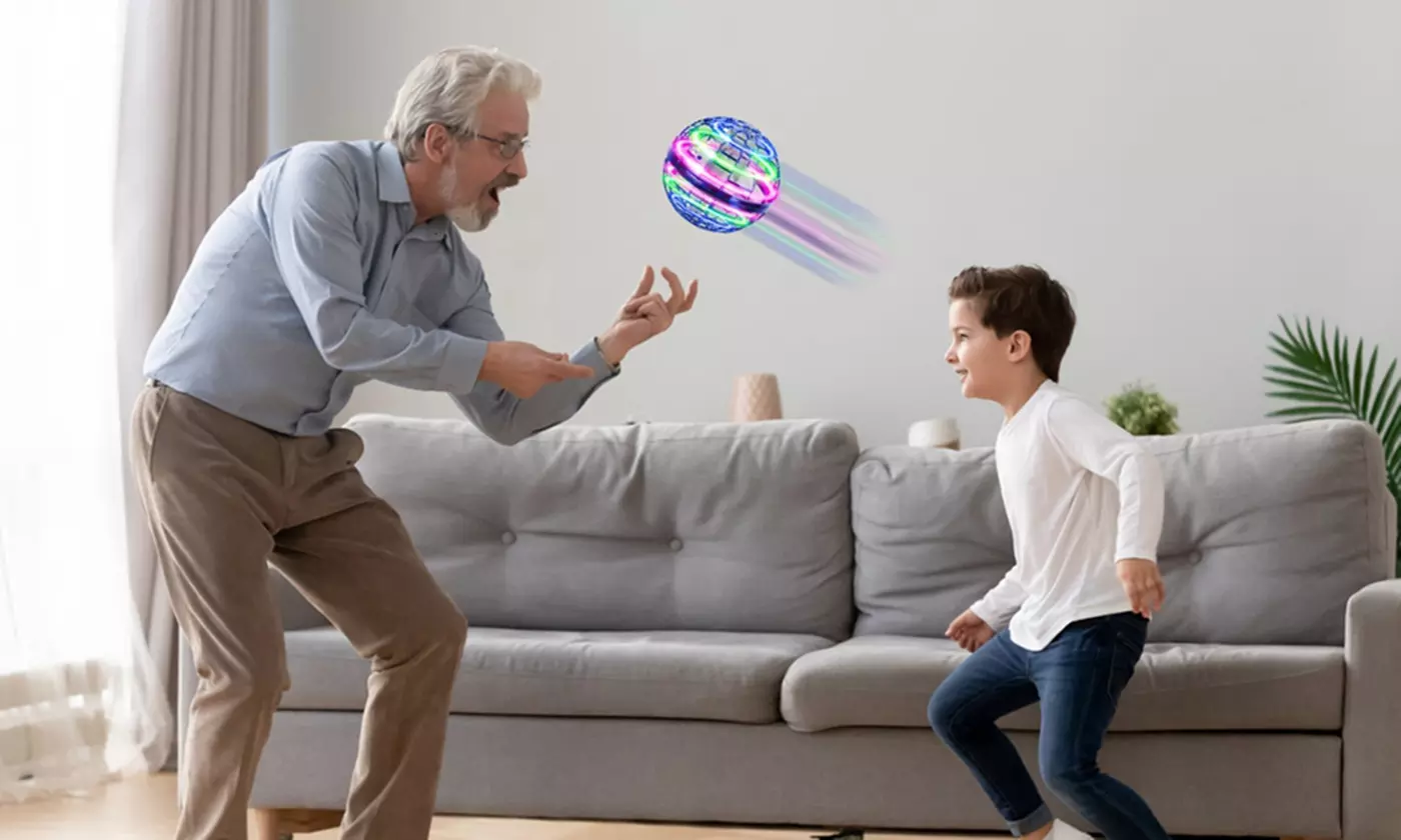 iMounTEK LED Flying Ball Toy 360-Degree Hand-Controlled Hover Drone with Lights