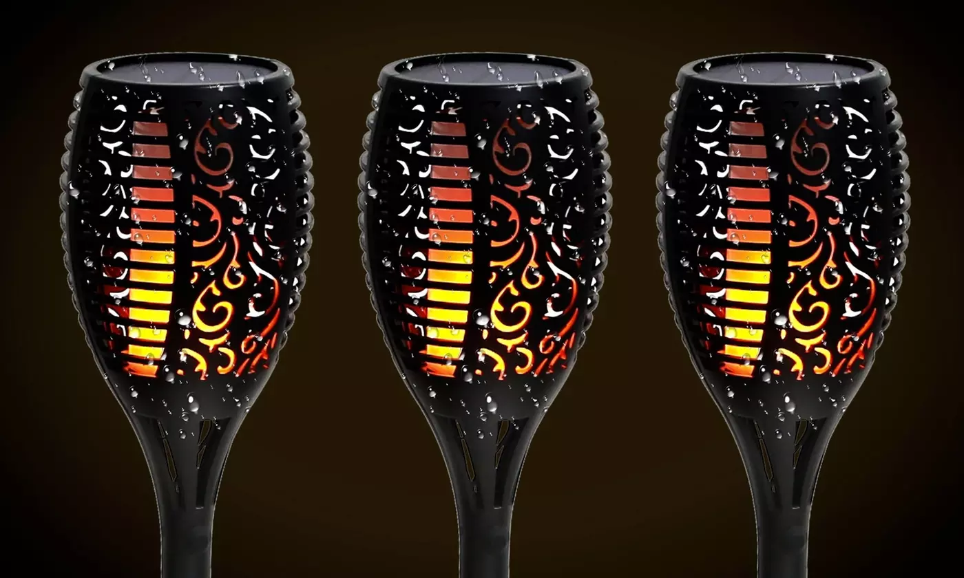 SolarEK 96-LED Tiki Torch Light Flickering Flame Solar Light
