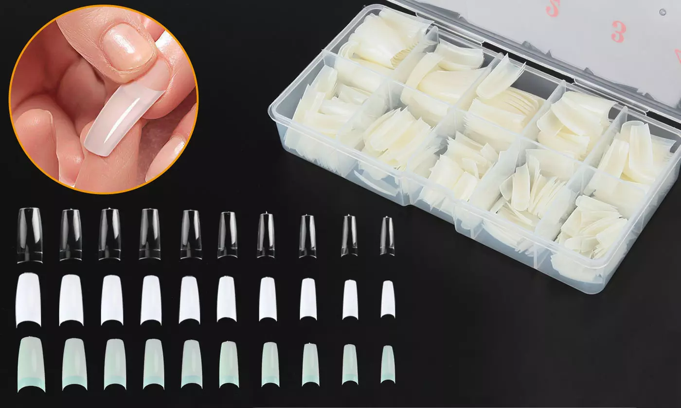 500pcs Lady French Acrylic Style Artificial False Nails Half Tips & Box