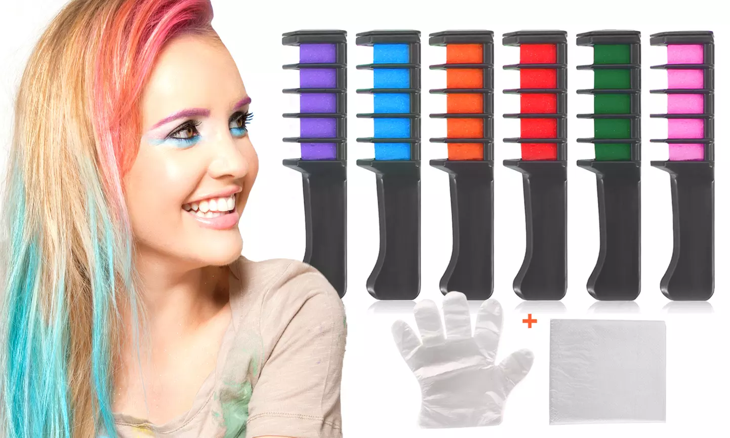 Funky and Fun Temporary Hair Color Chalk Comb - 6 Pack - Primary Image