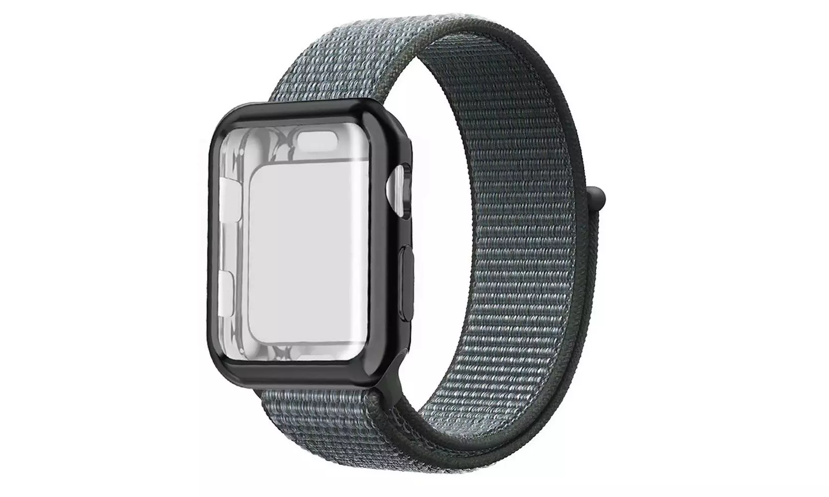 Nylon Wristband Woven Strap W/ Screen Protector Bumper Case For Apple Watch - Primary Image