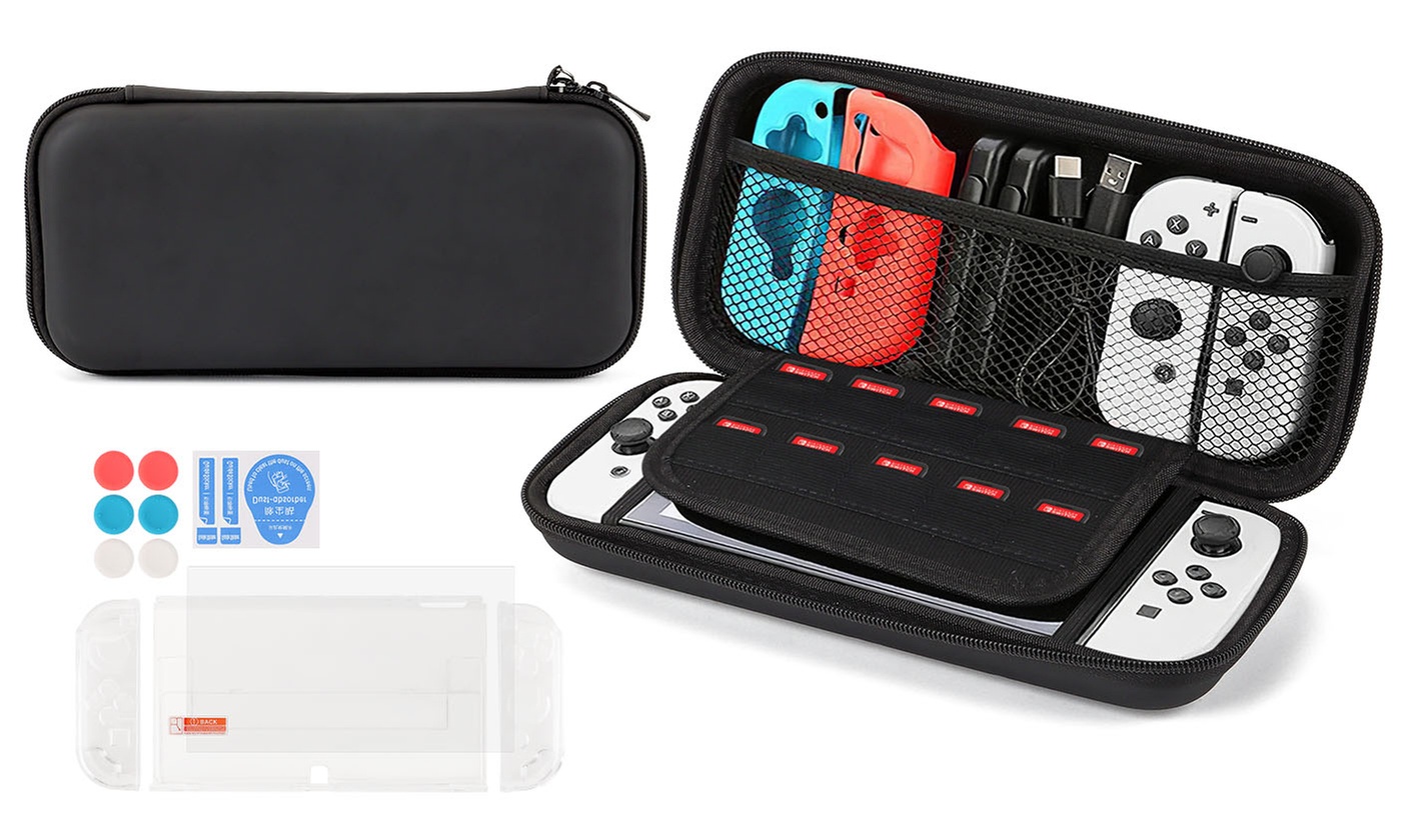 Switch OLED Model Case Accessories HD Screen Protector Thumb Grip Caps