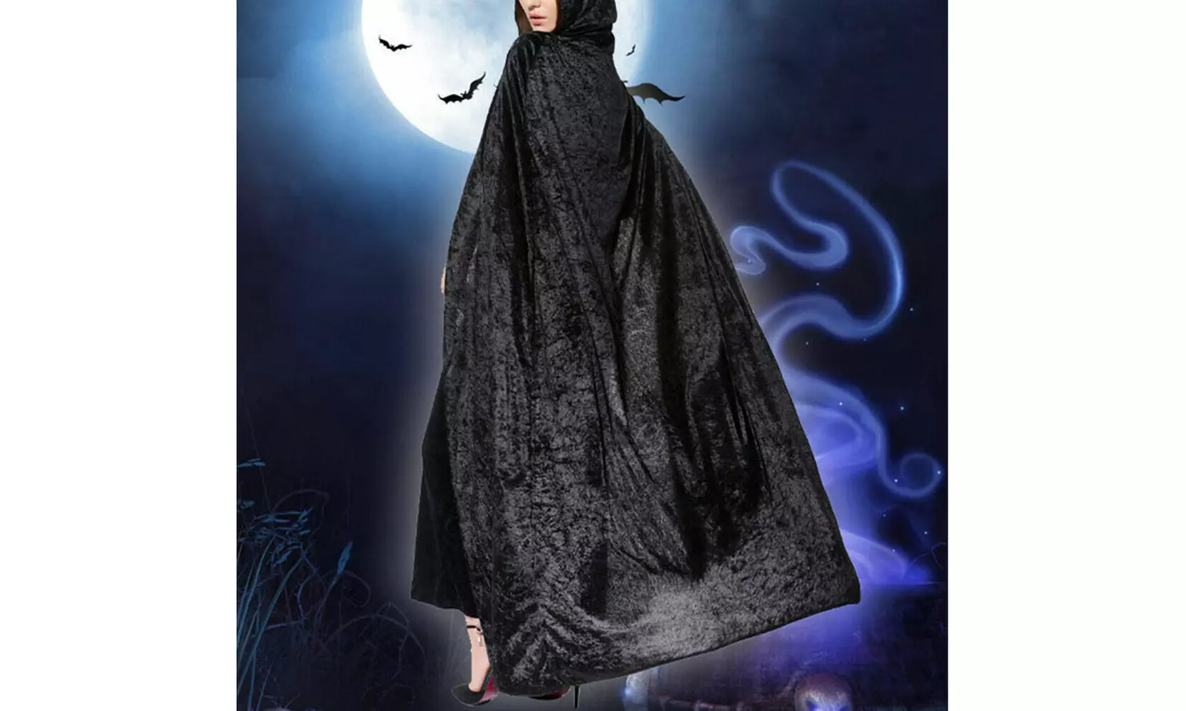 Medieval Vampire Velvet Hooded Cloak Long Robe Witch Capes Halloween Costume