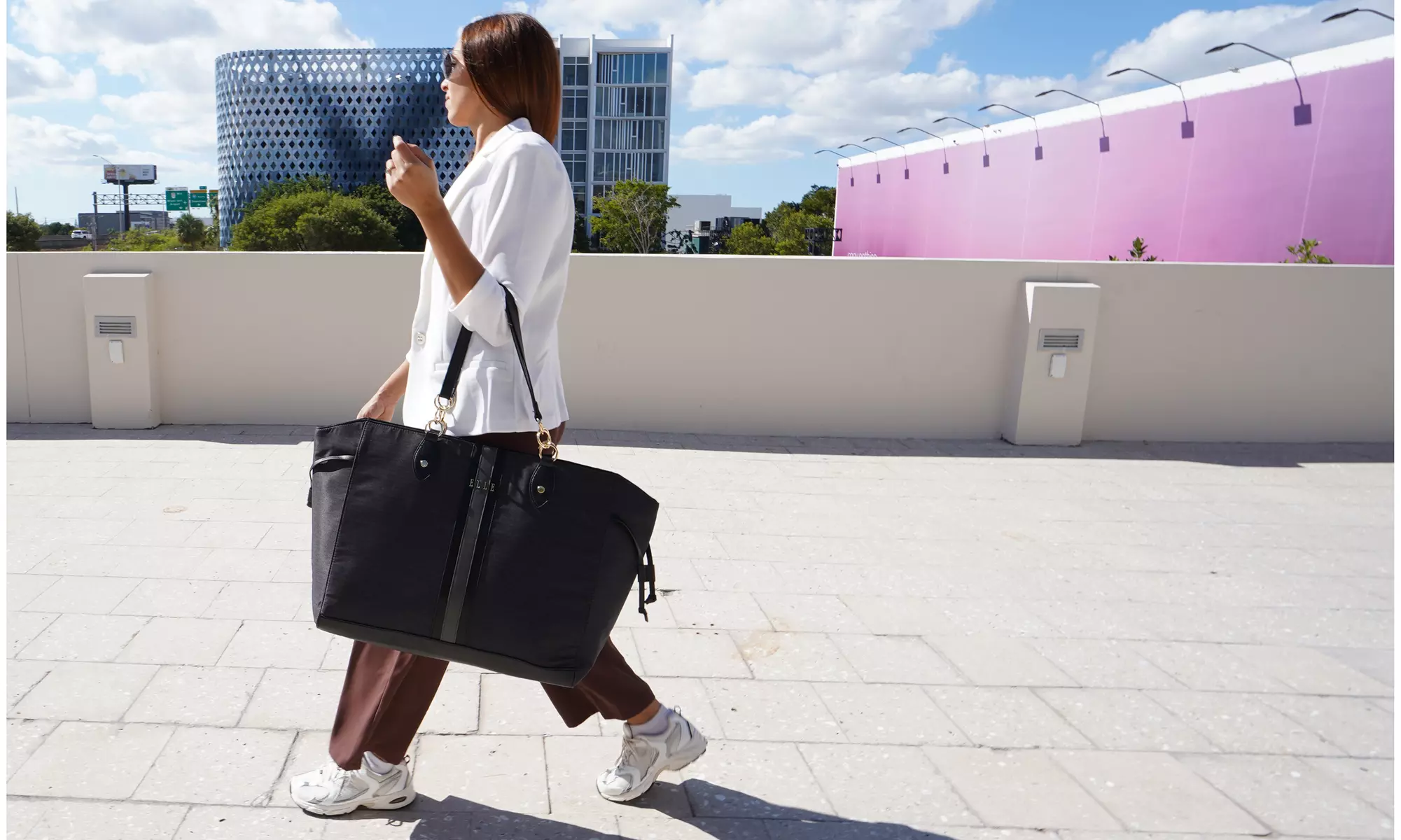 ELLE Eleganza Monogram Weekender Tote Bag 32L