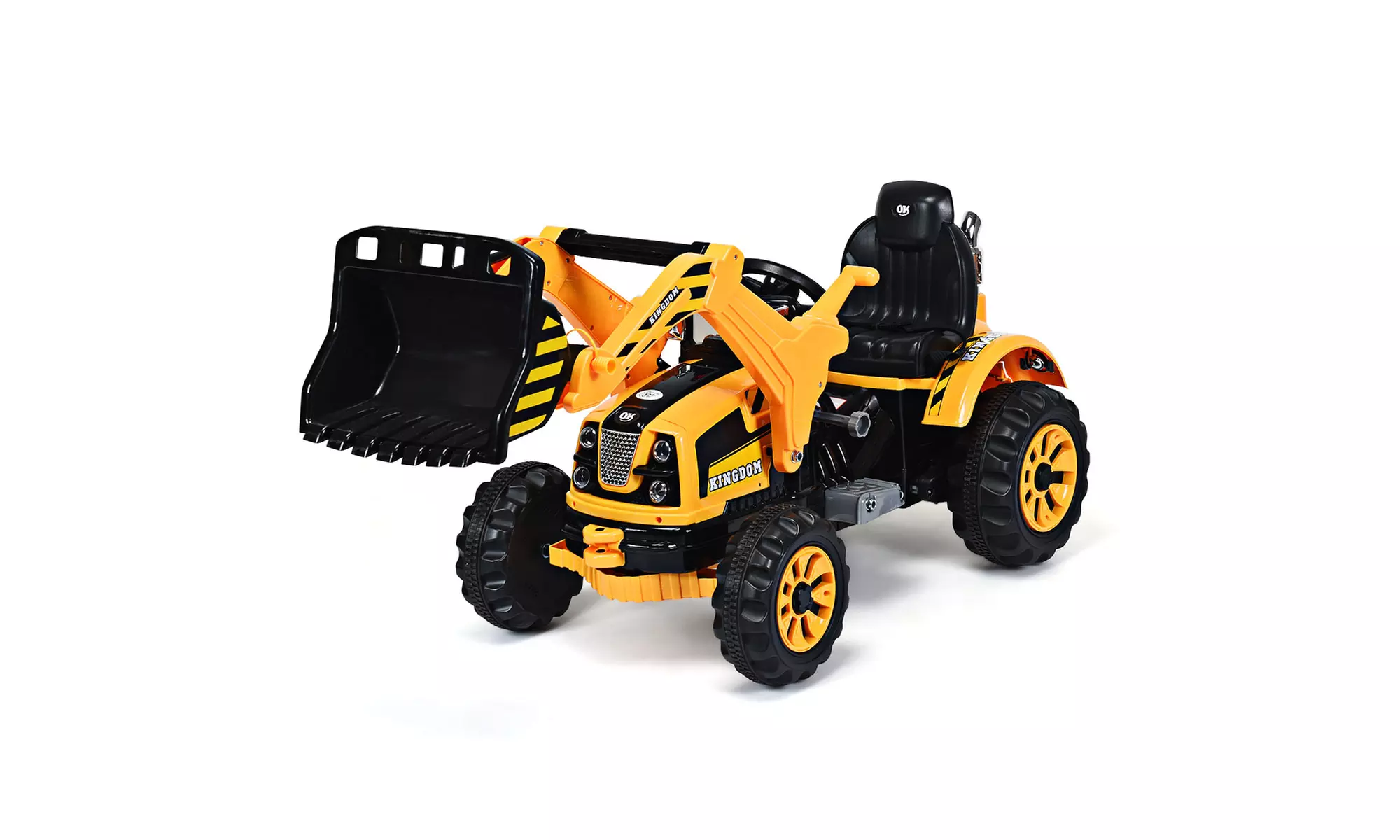 12V Battery Powered Kids Ride On Excavator Truck With Front Loader Digger Yellow - Primary Image