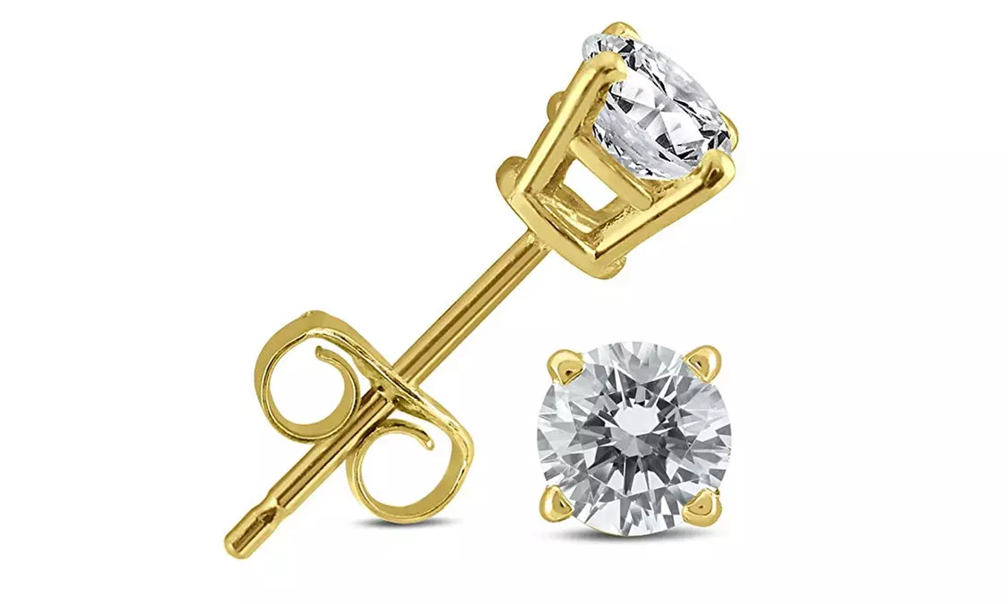 14K Yellow Gold 1/2 Carat Round Diamond Stud Earrings - Primary Image