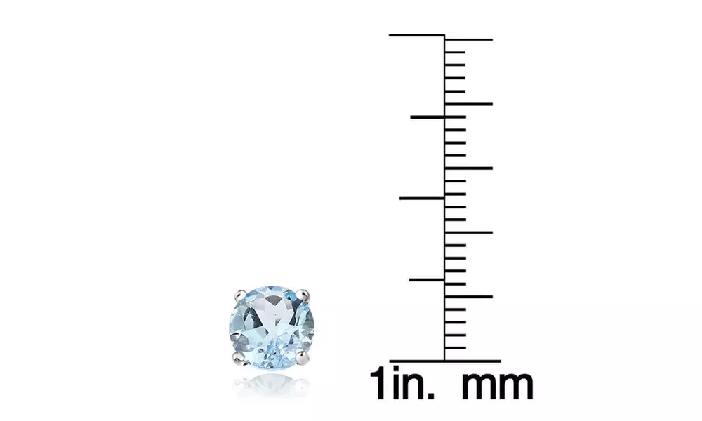 Sterling Silver 2ct Blue Topaz 6mm Stud Earrings