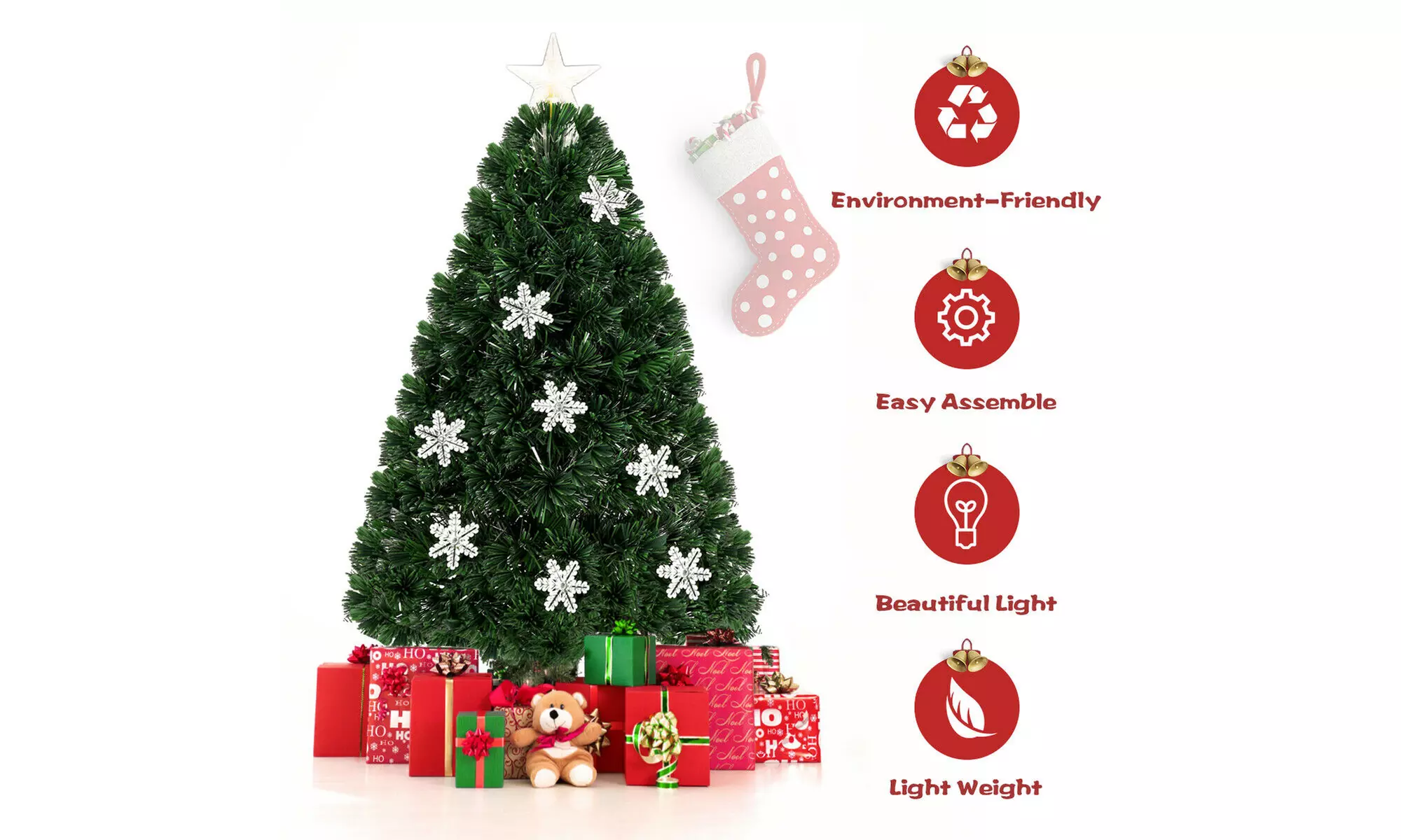 Costway 3FT Pre-Lit Fiber Optic Artificial Christmas Tree w/Multicolor Lights
