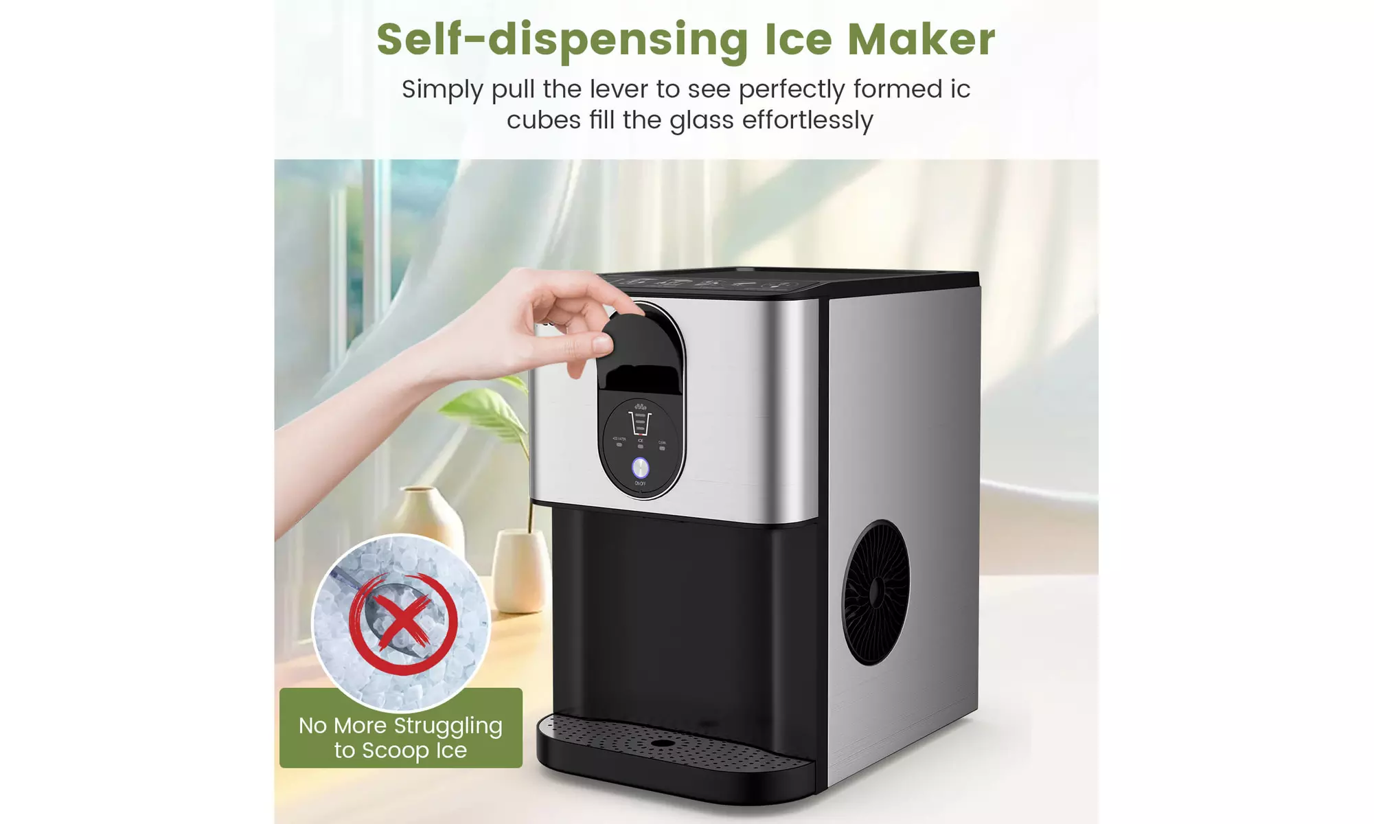 Costway 56 lbs/24 H Pebble Chewable Countertop Nugget Ice Maker