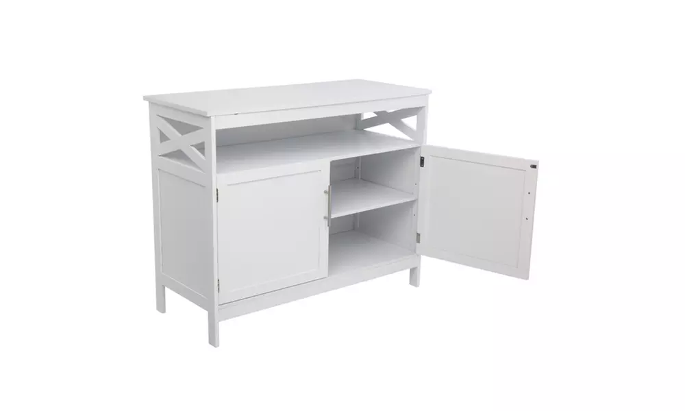 Double Door Side Cabinet With Partition White