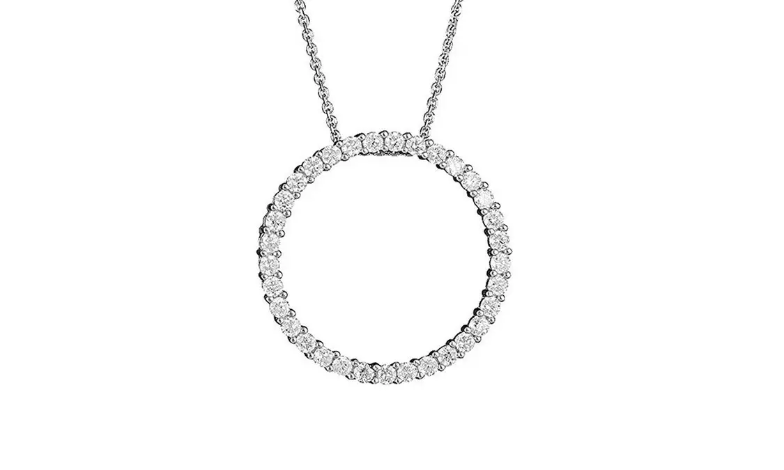  Sterling Silver Circle Cubic Zirconia Necklace