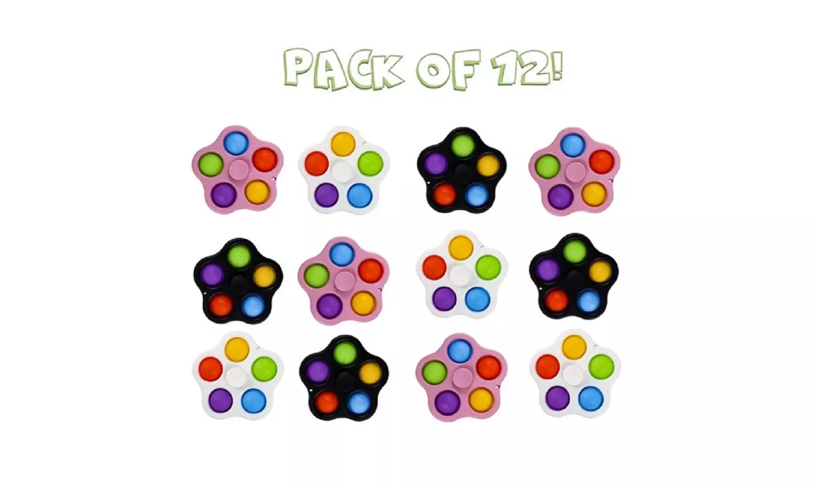 12 Pack Fidget Simple Dimple Spinner 2 in 1 Popper for Stress Relief Spinner - Primary Image