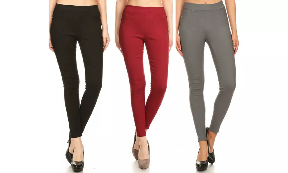 Women's High Waist Pull-On Stretchy Skinny Jeggings (3-Pack) With Plus Size