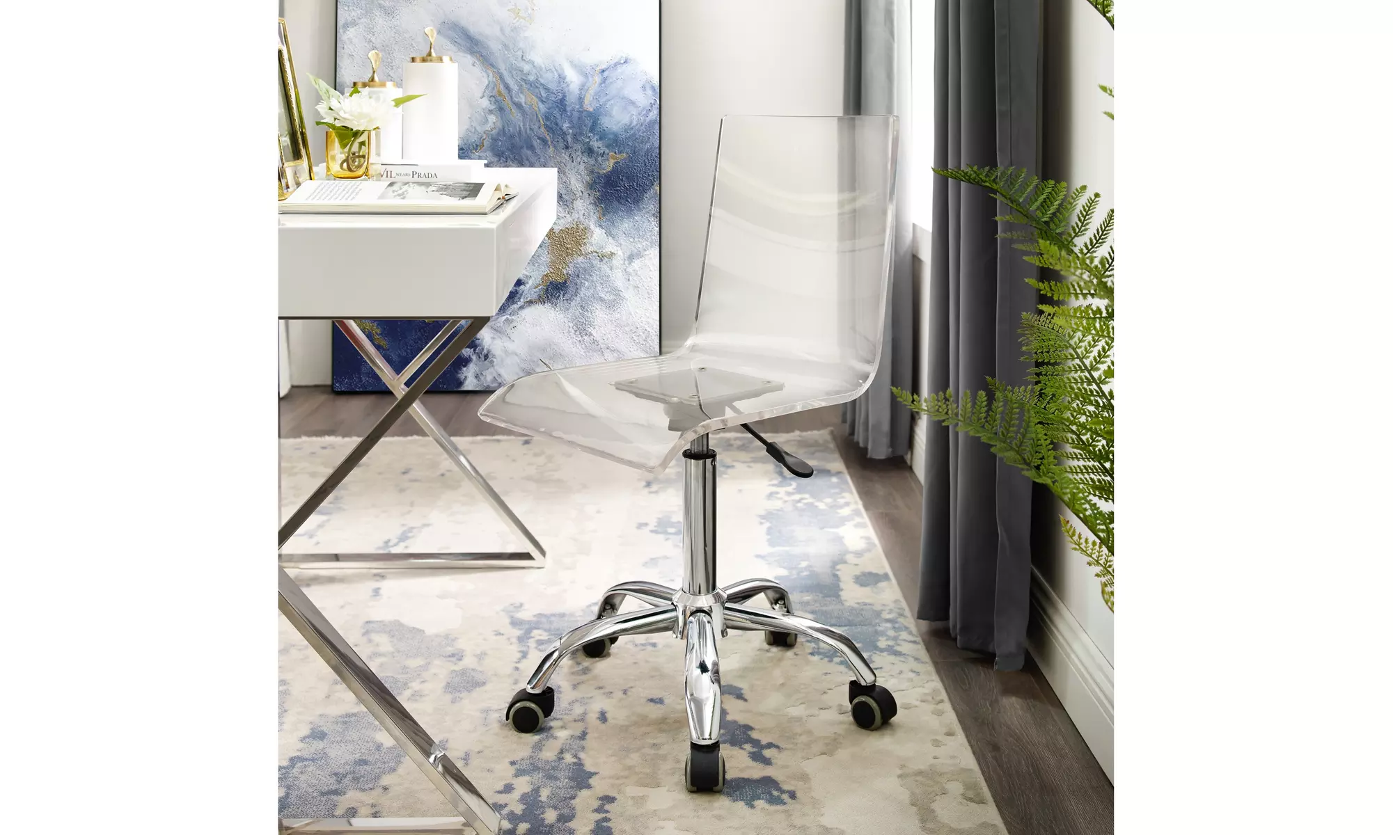 Alvaro Set Coffee End Console Table  Desk  Office Chair with Acrylic legs - Primary Image