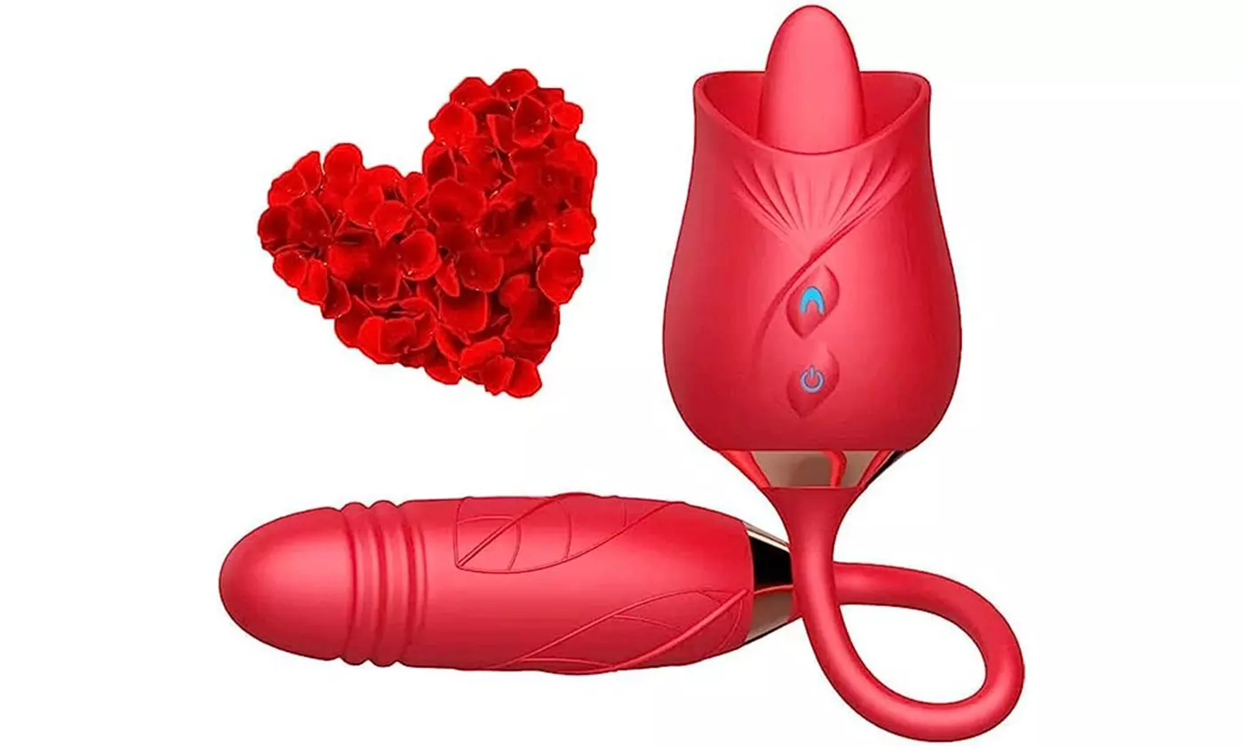 Double the Pleasure: 2 In 1 Tongue Licking G-spot Vibrator with Telescopic