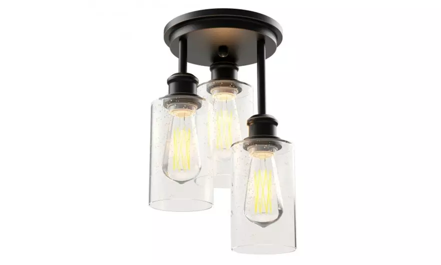 3-Light Semi Flush Mount Ceiling with Black Finish - Primary Image