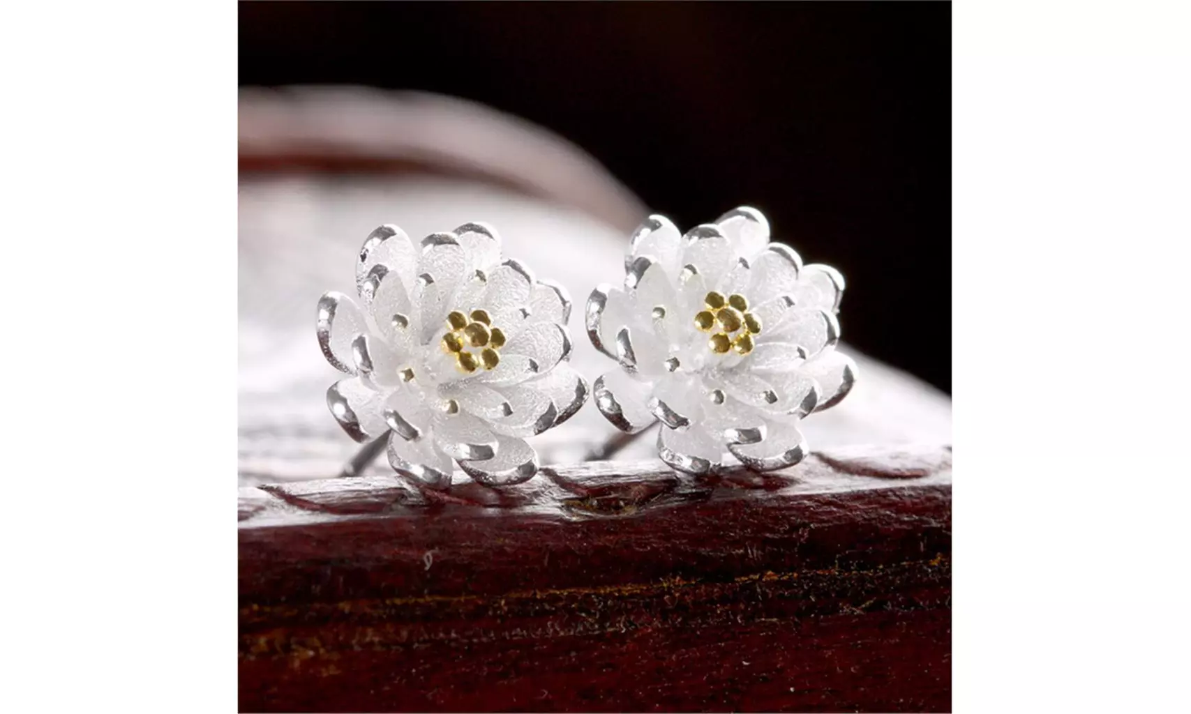 925 Sterling Silver Plated Sunflower Earrings - Primary Image