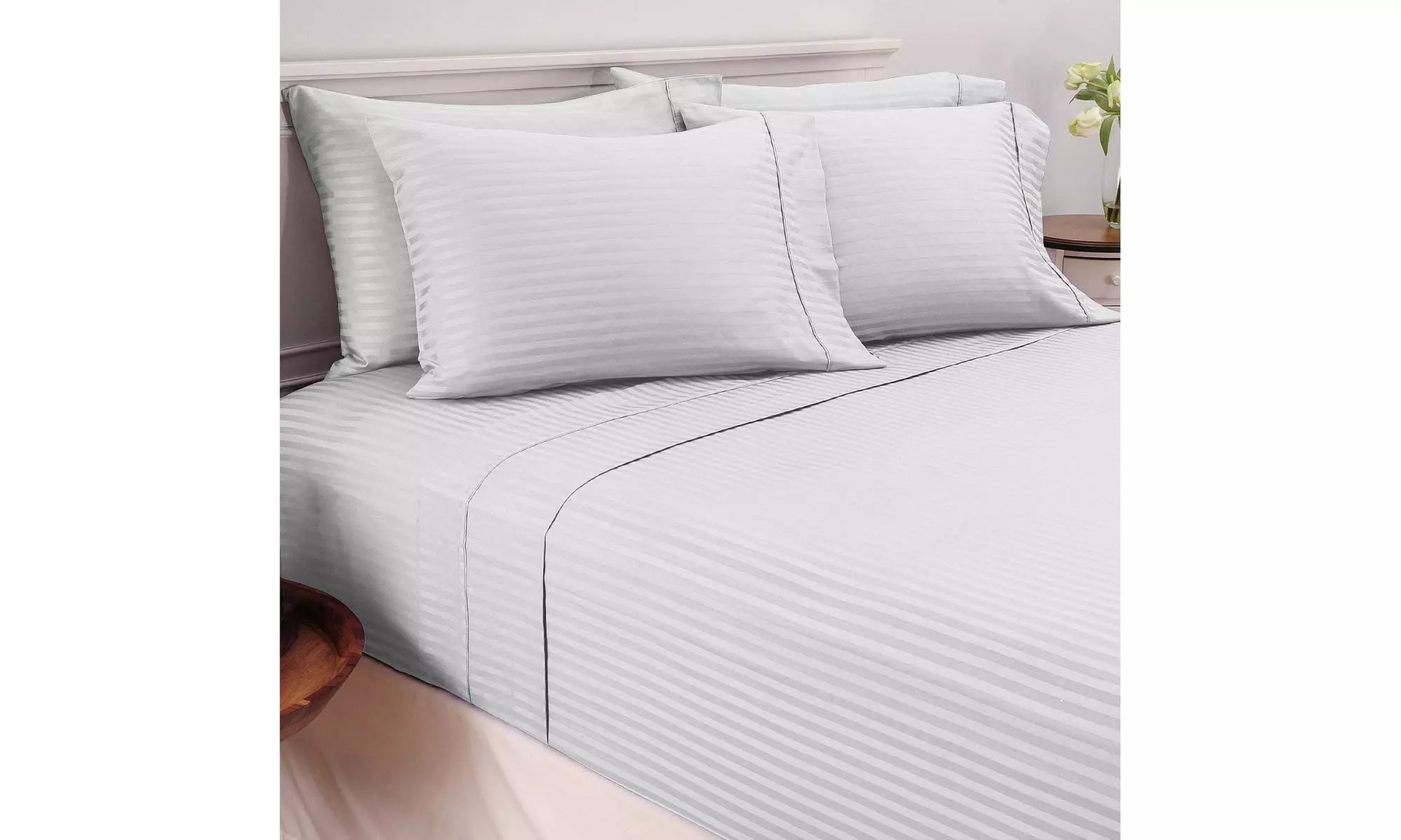 450 Thread Count 100% Egyptian Cotton Stripe Sheet Set (6pc) - Second Medium