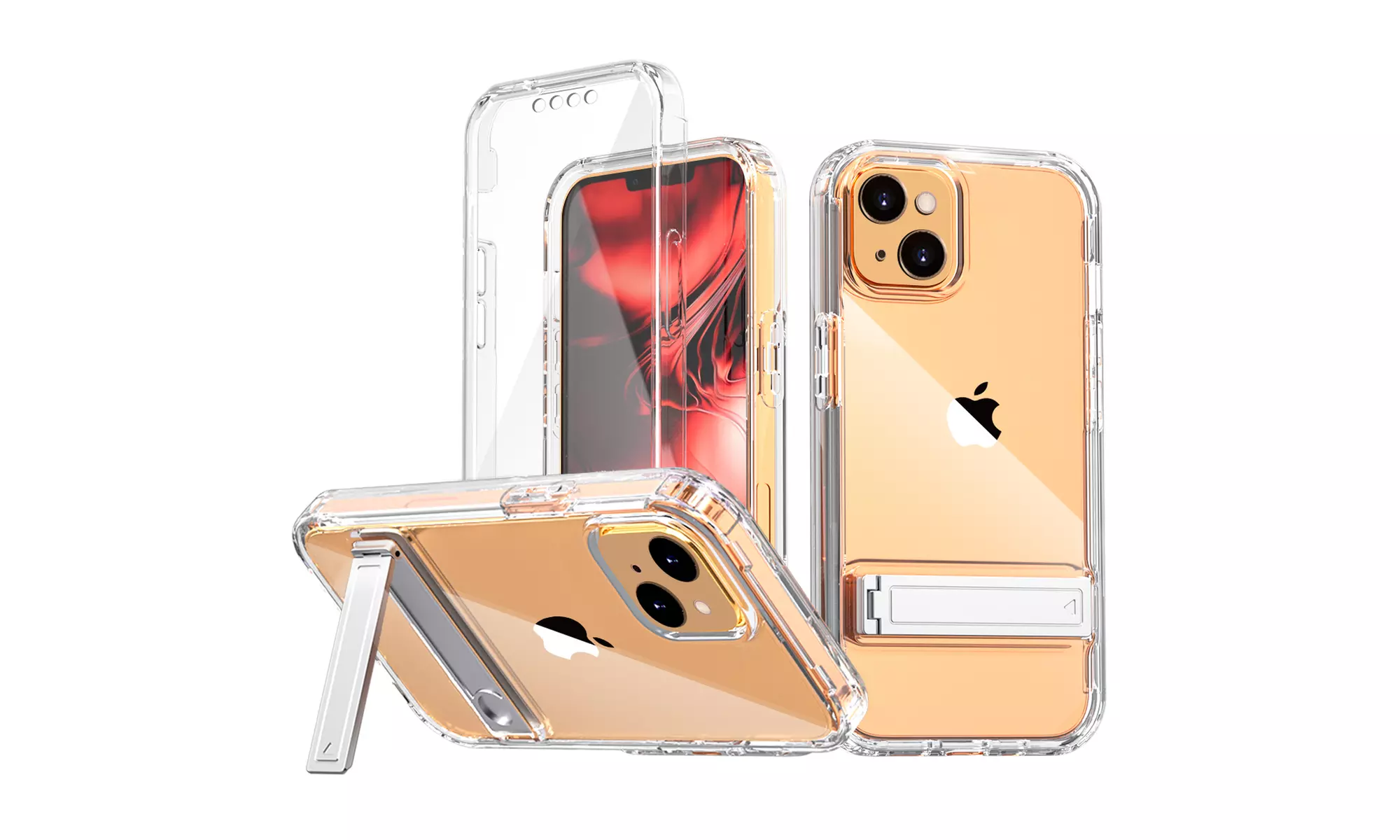 For iPhone 13/13 Pro/13 Pro Max Crystal Clear Bracket Case With Screen Protector - Primary Image