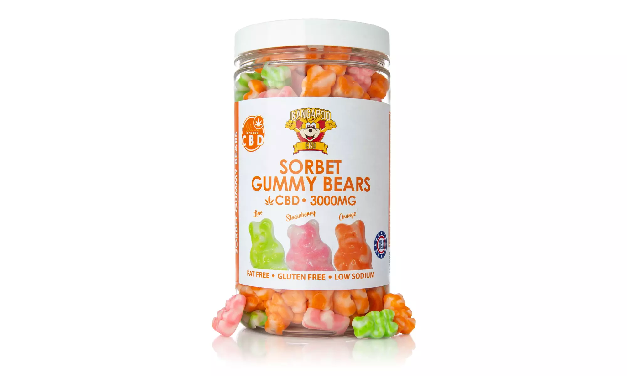 Fat-Free Sweet Sorbet CBD Gummy Bears (250mg-3000mg) from Kangaroo CBD - Second Medium