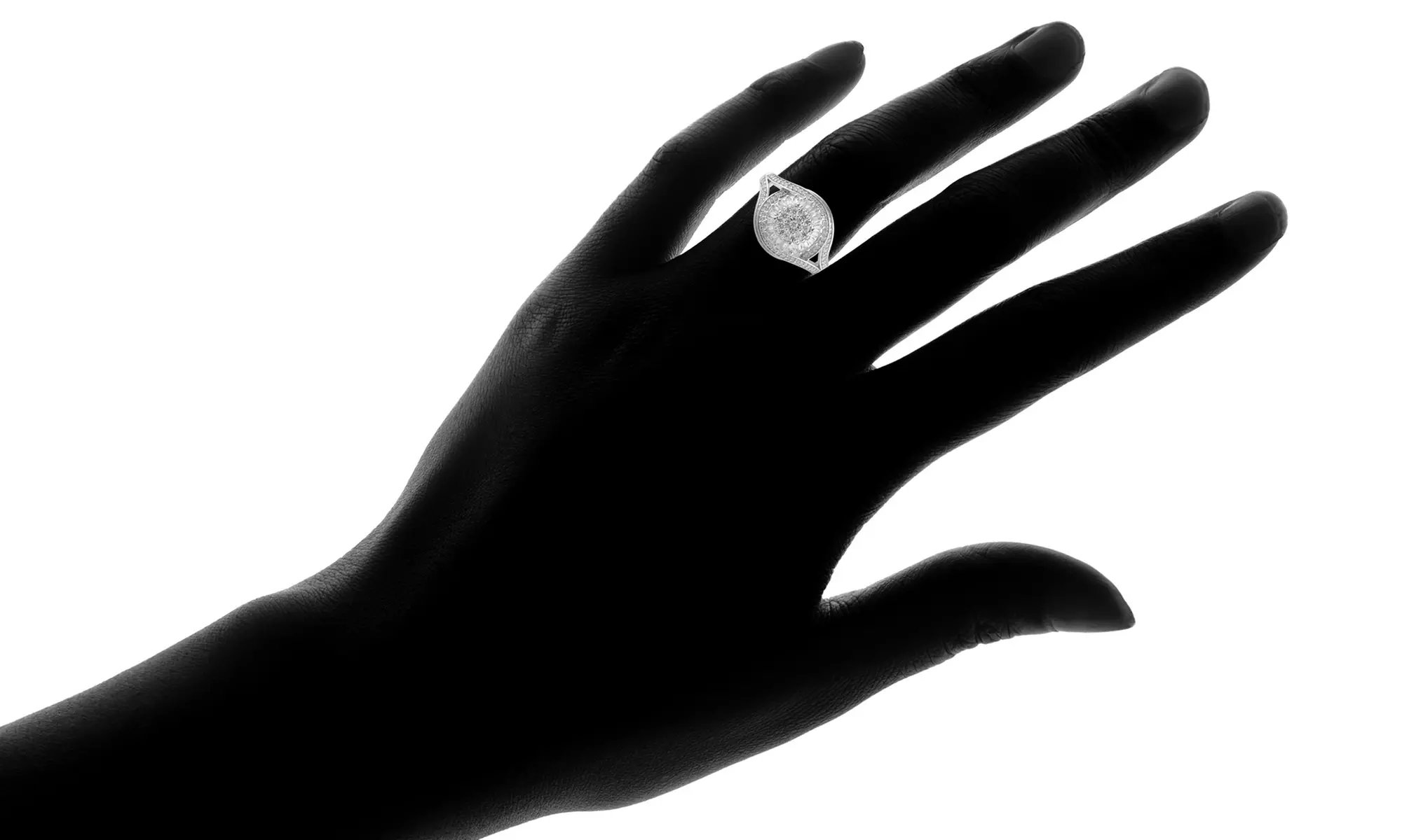 5/8CTTW Round and Baguette Diamond Bridal Ring in Sterling Silver by DiamondMuse - Second Medium