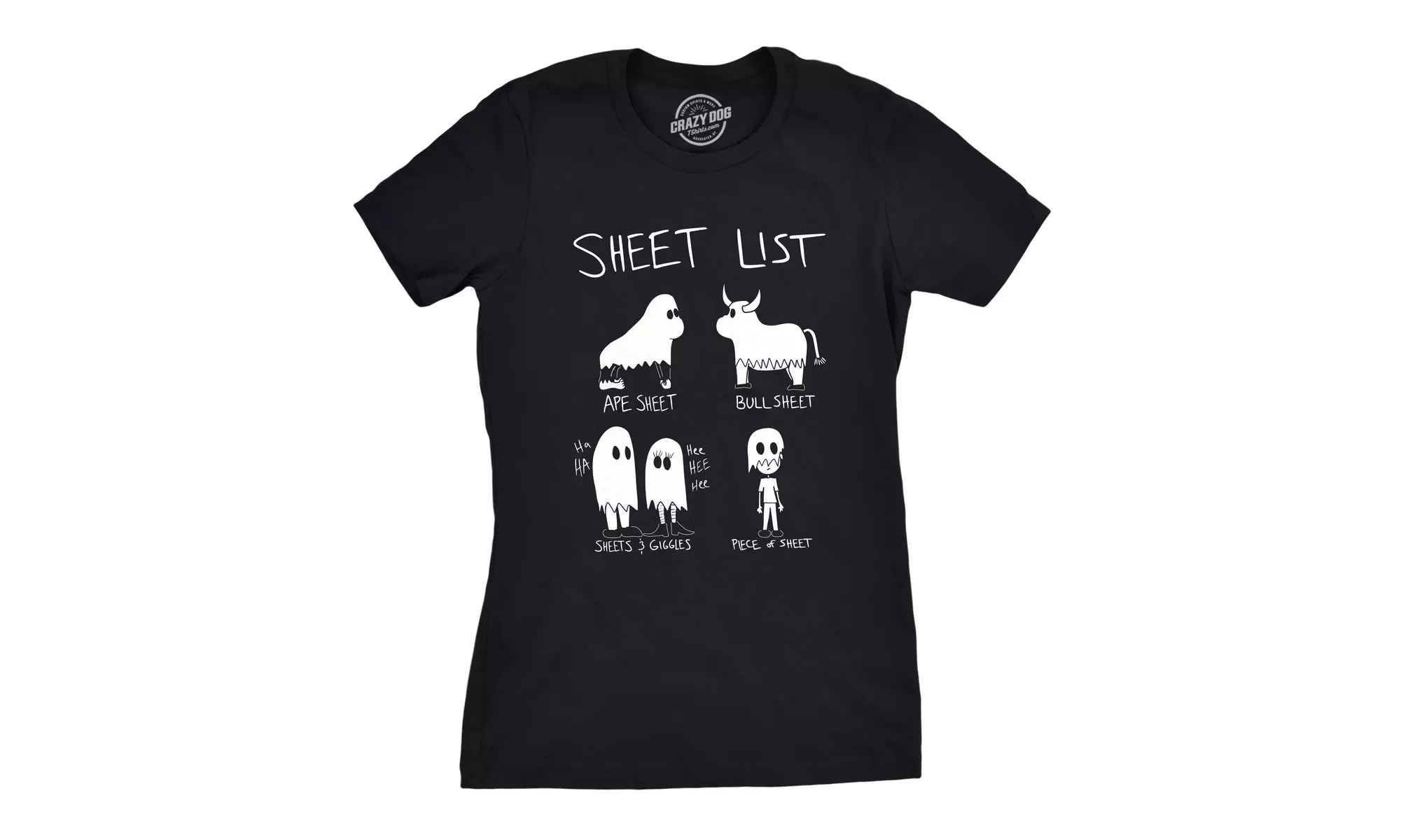 Womens Sheet List Tshirt Funny Animal Ghost Halloween Costume Tee - Primary Image