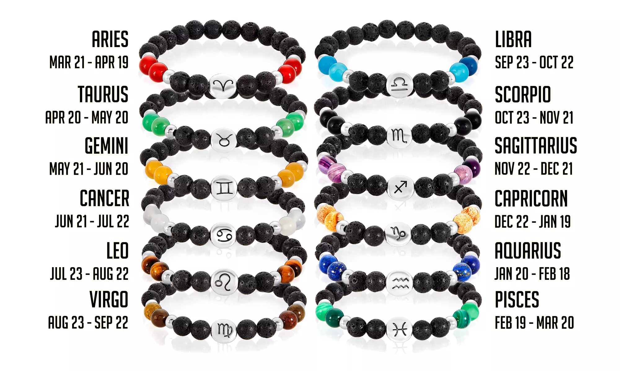 Natural Stone Horoscope Bracelets