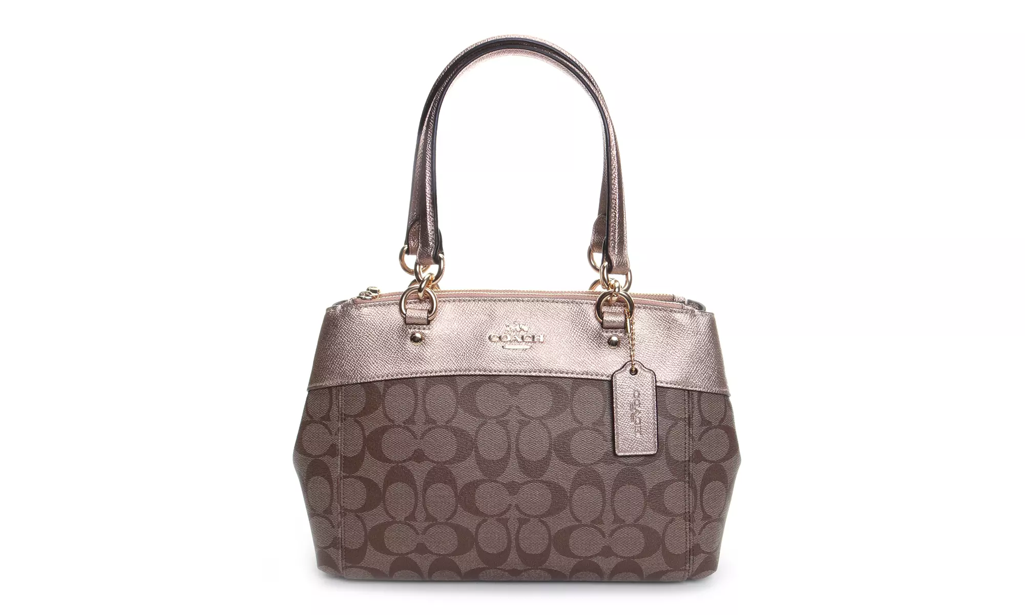 Coach Women's Signature Metallic Trim Mini Brooke Carryall Handbag - Primary Image