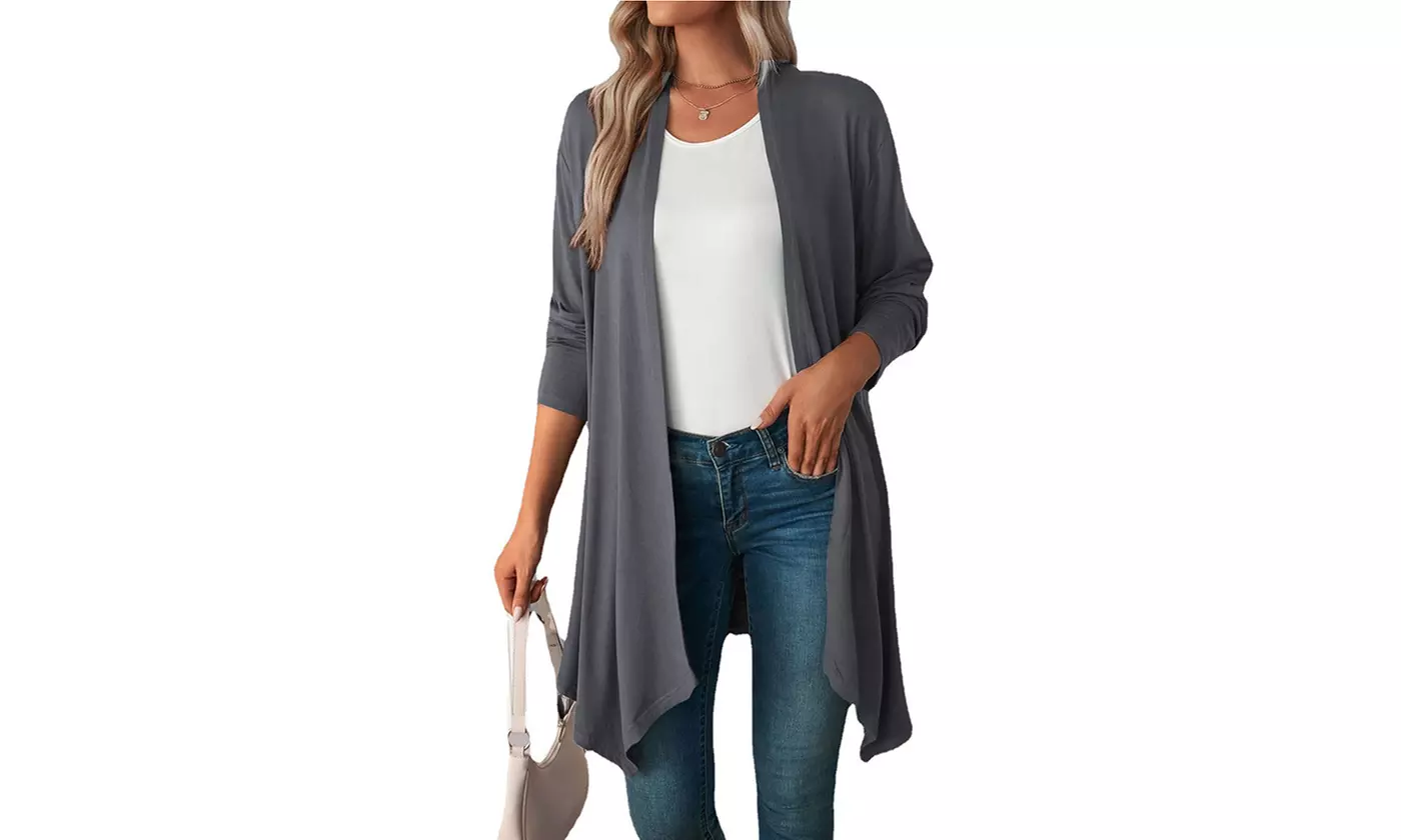 Women's Casual Long Sleeve Open Front Lightweight Drape Cardigans Sweaters