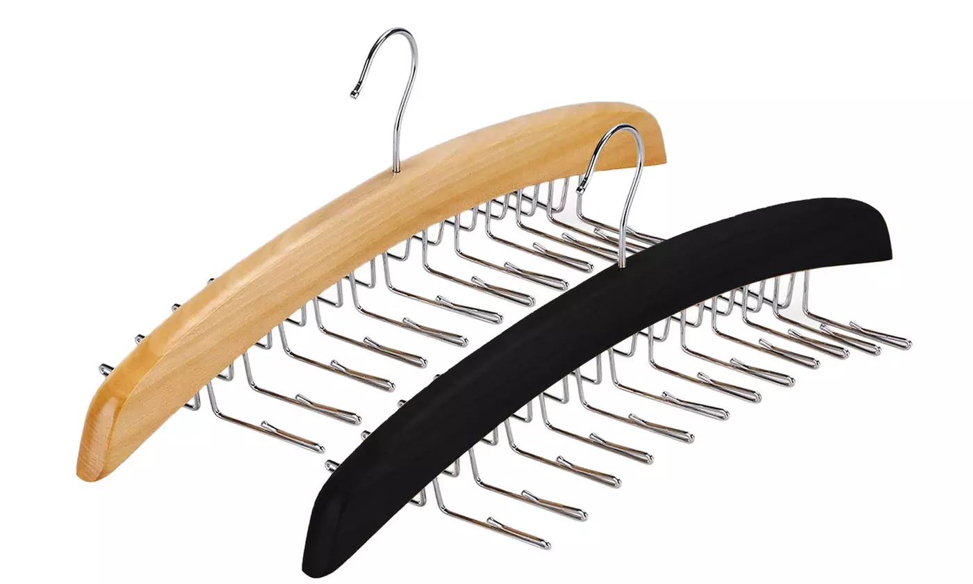 Wooden Adjustable 24 Clip Racks Tie Belt Hangers Storage Hanging Organizer