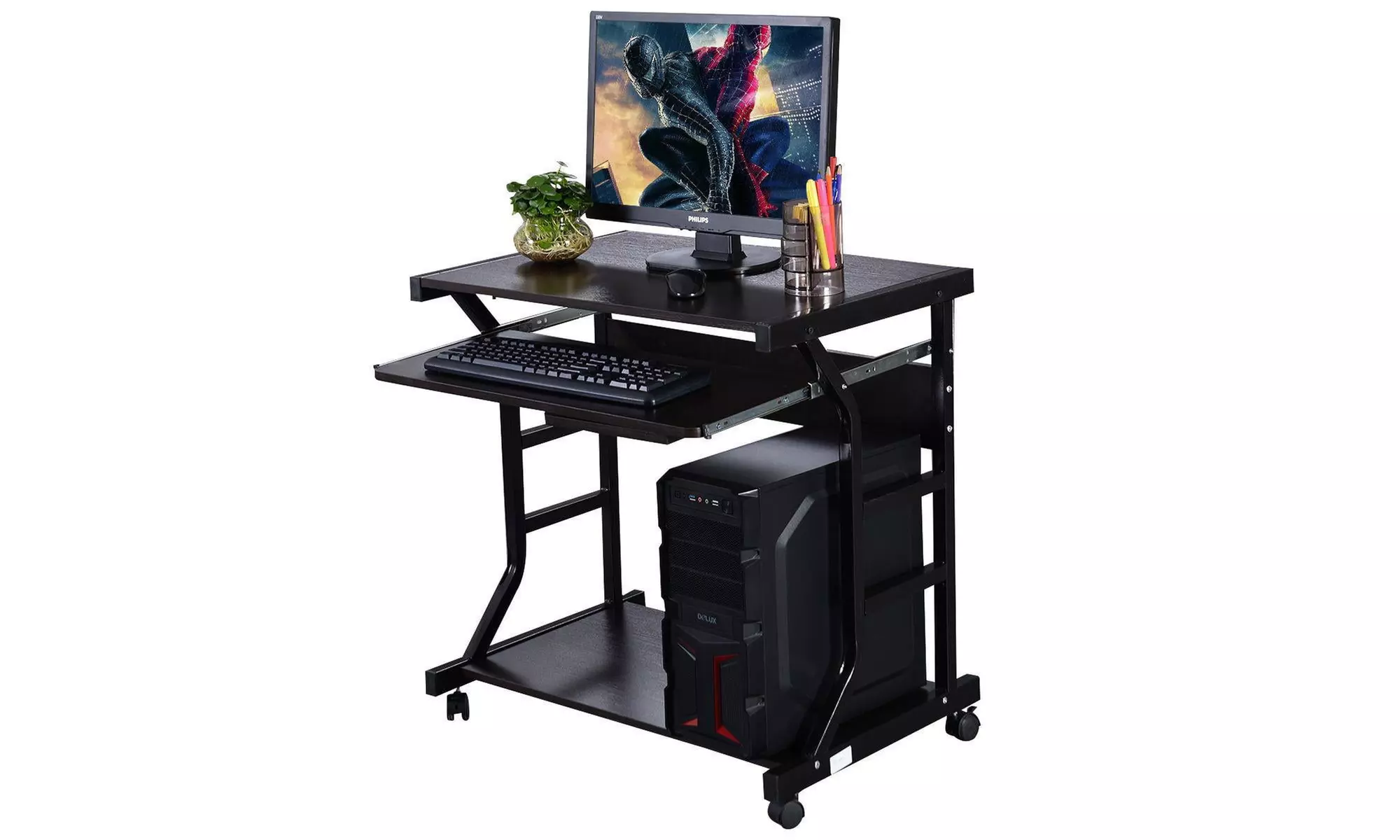 Mobile Compact Computer Desk Work Workstation Writing Desk Table Black - Primary Image