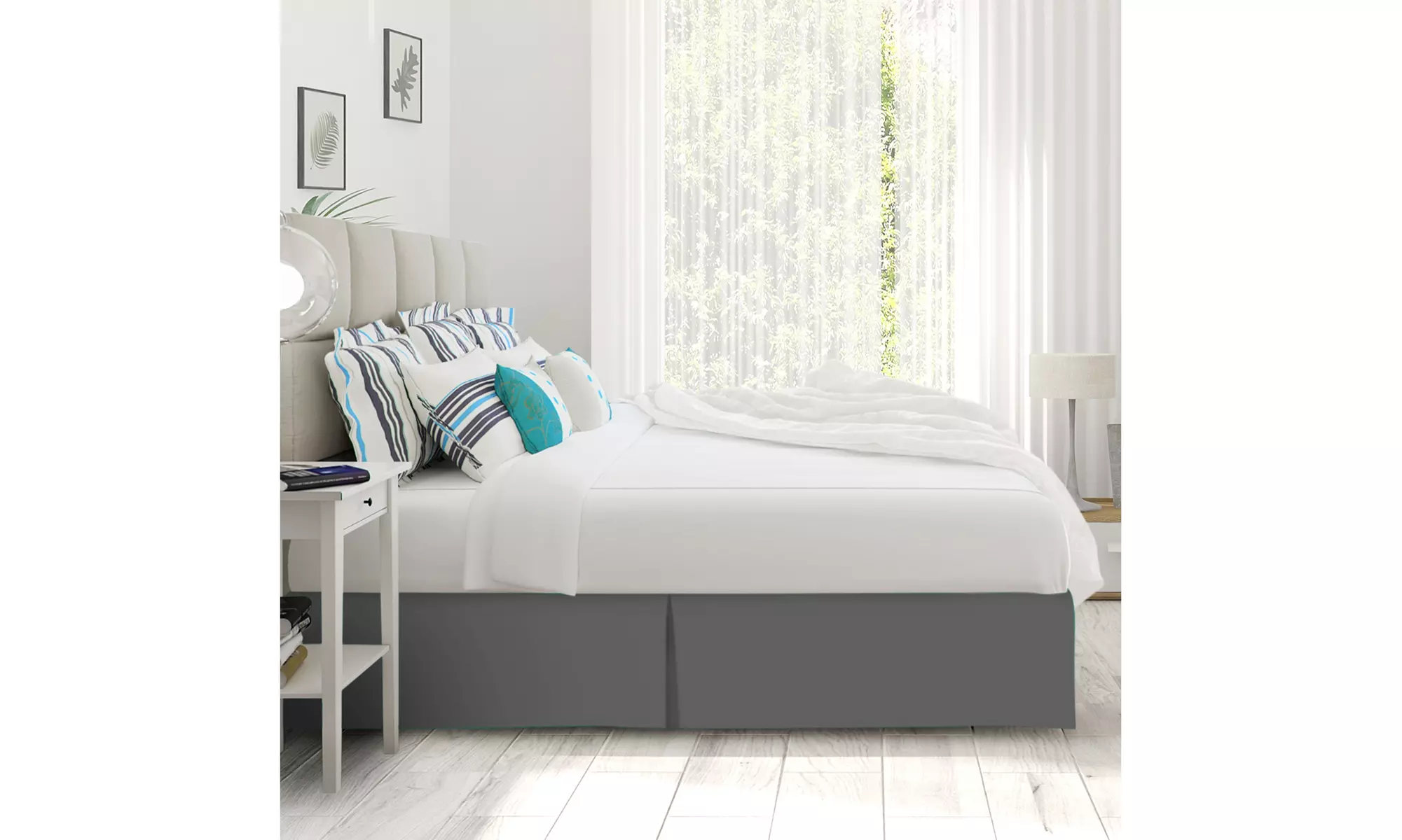 Nestl Pleated Queen Bed Skirt - 14" Tailored Drop Luxury Microfiber Dust Ruffle